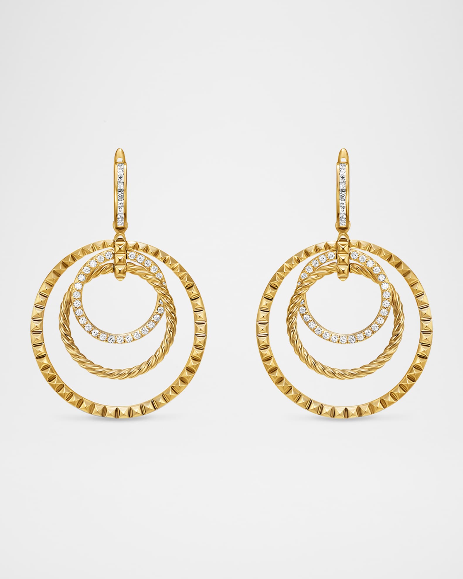 DY Crossover Trio Drop Earrings with Diamonds in 18K Gold, 35mm 0