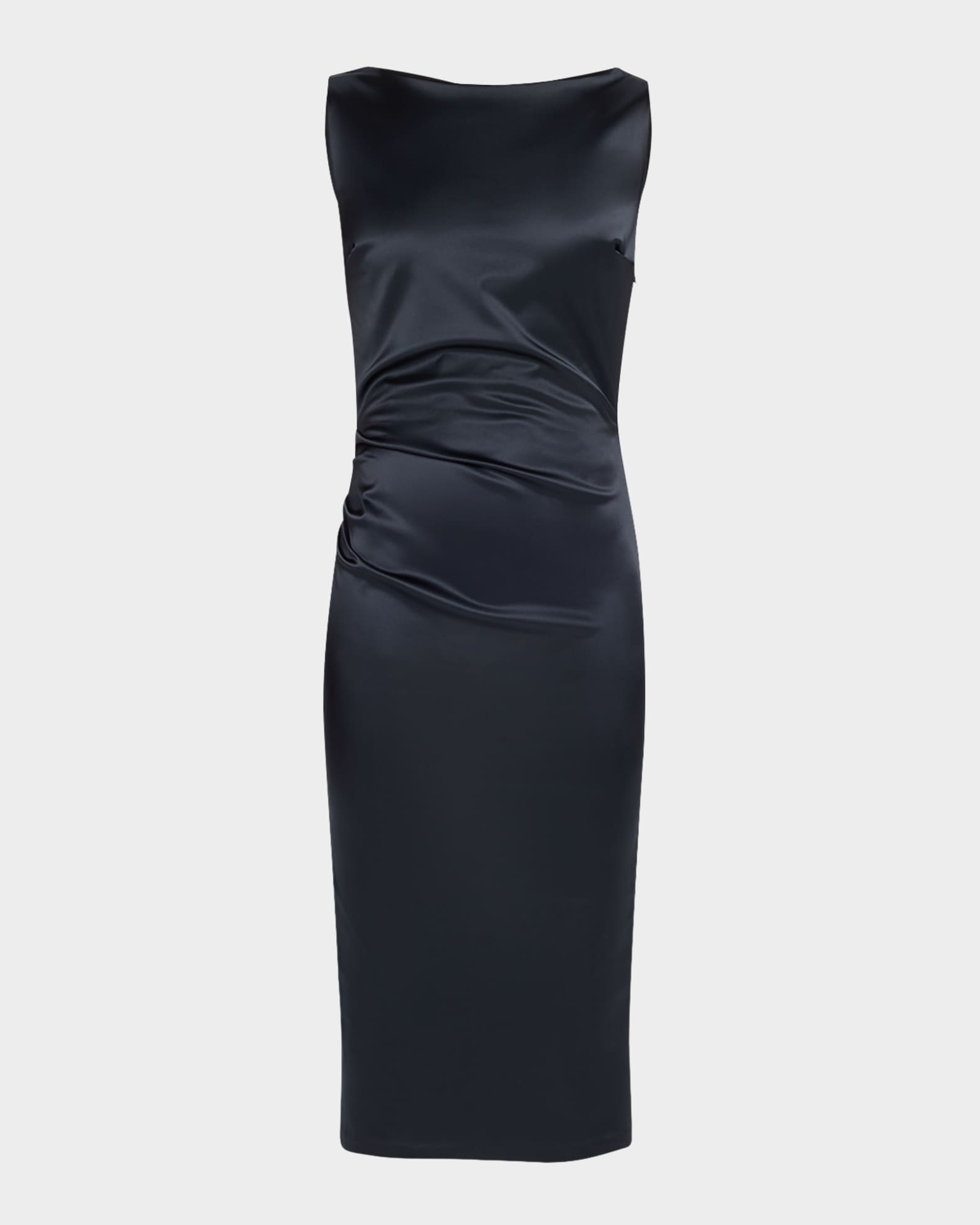 Chiara Boni La Petite Robe Cowl Satin Midi Sheath Dress Neiman Marcus