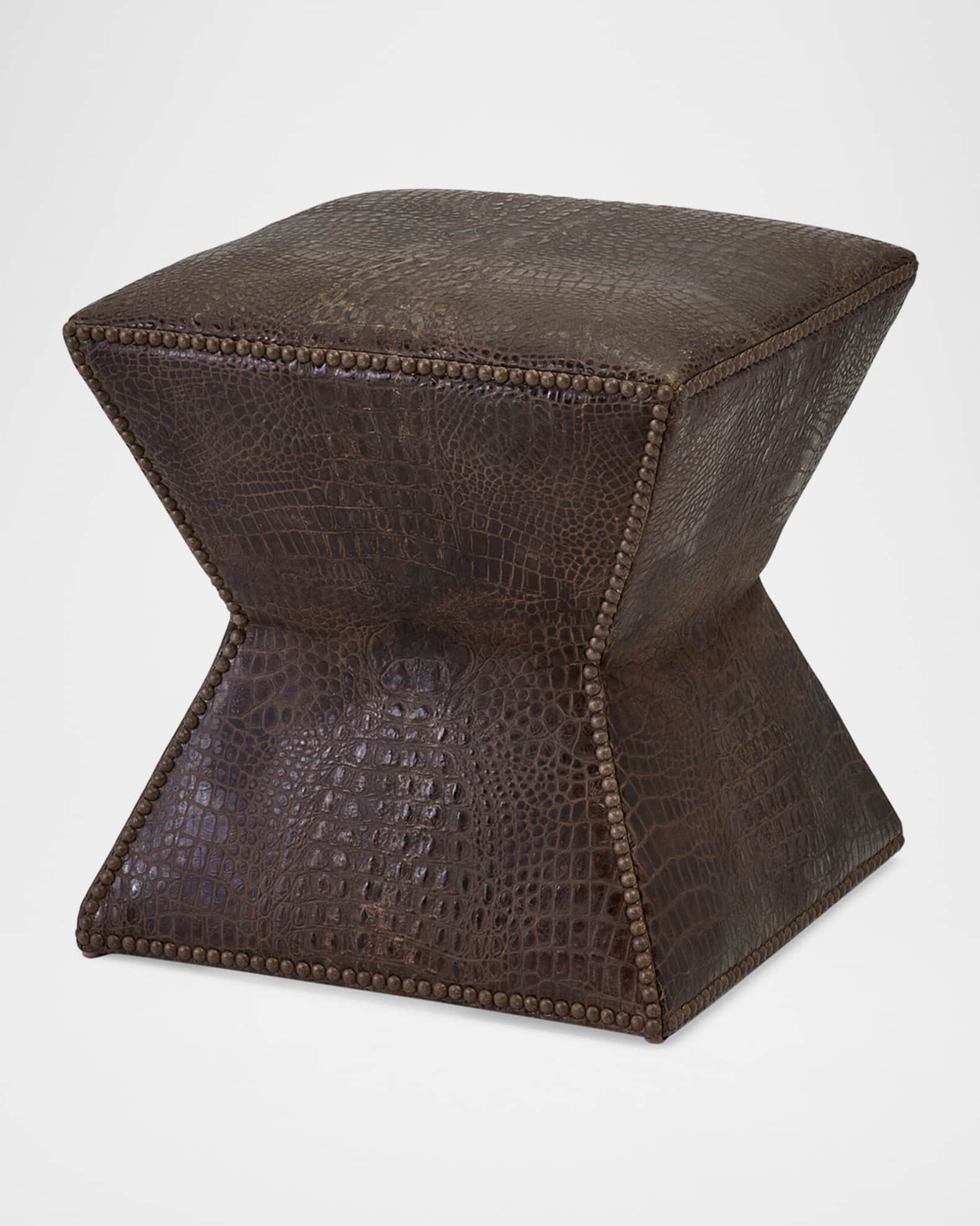 Hamish Embossed Leather Ottoman 1