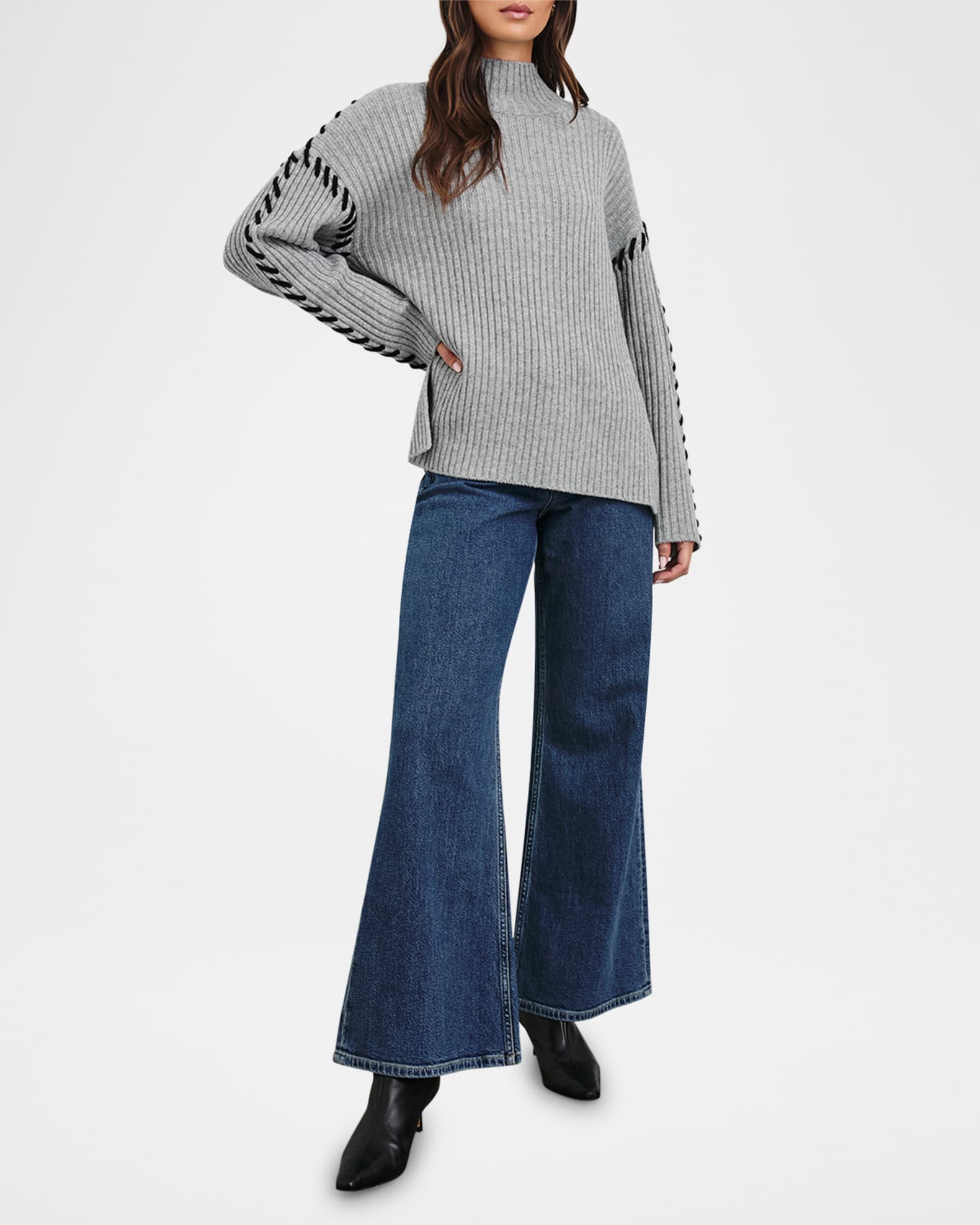 Liam Laced Mock-Neck Sweater  1