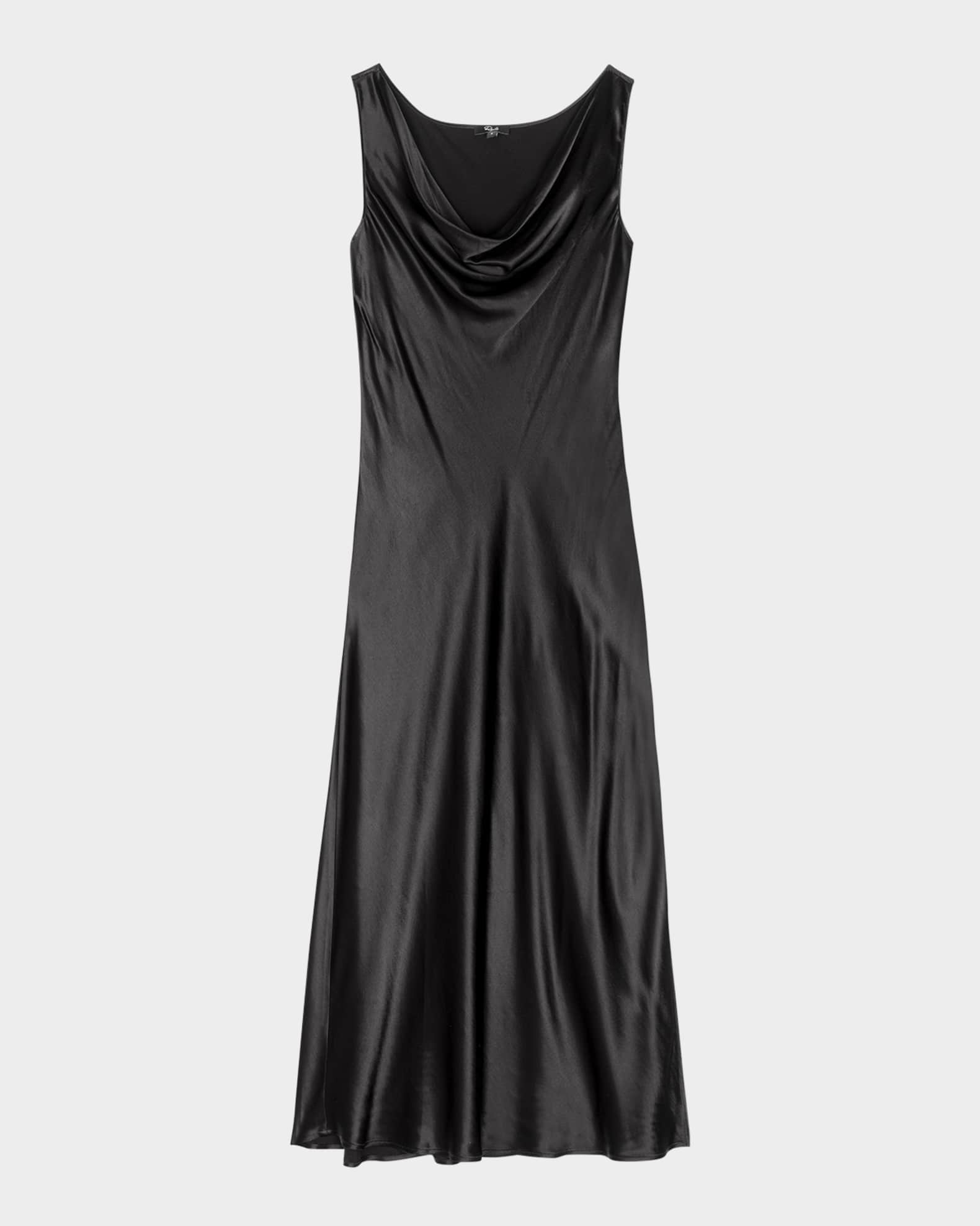 Nat Satin Cowl-Neck Midi Dress 0