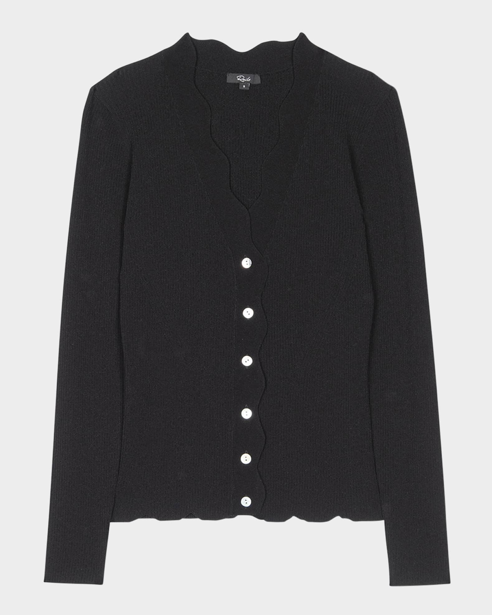 Dita Ribbed Scallop-Trim Cardigan  0