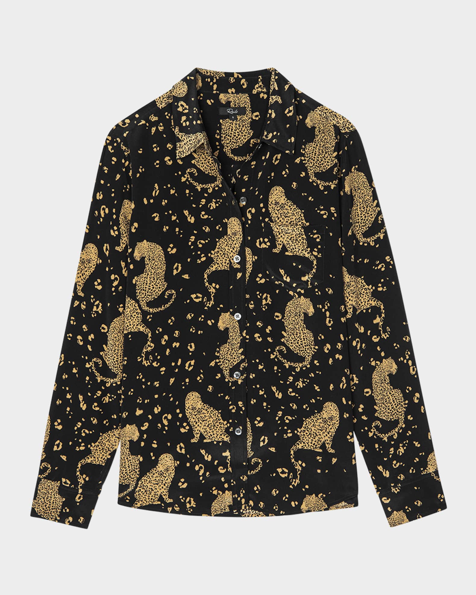 Kate Leopard Button-Front Silk Shirt  0