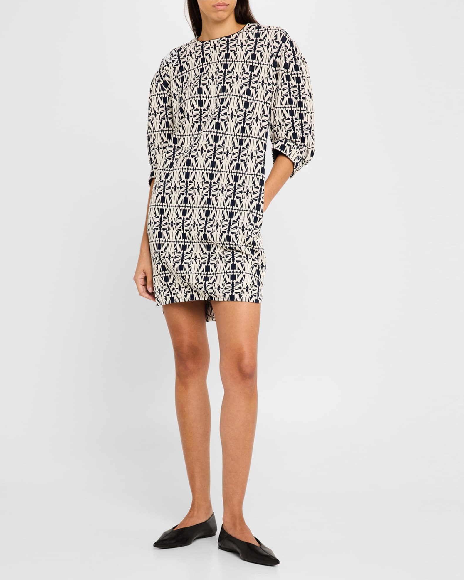 ☆MaxMara☆入手困難☆エレガントJersey Jacquard Dress/GUSTAVO Max Mara Gustavo Monogram Jacquard Puff-Sleeve Mini Dress