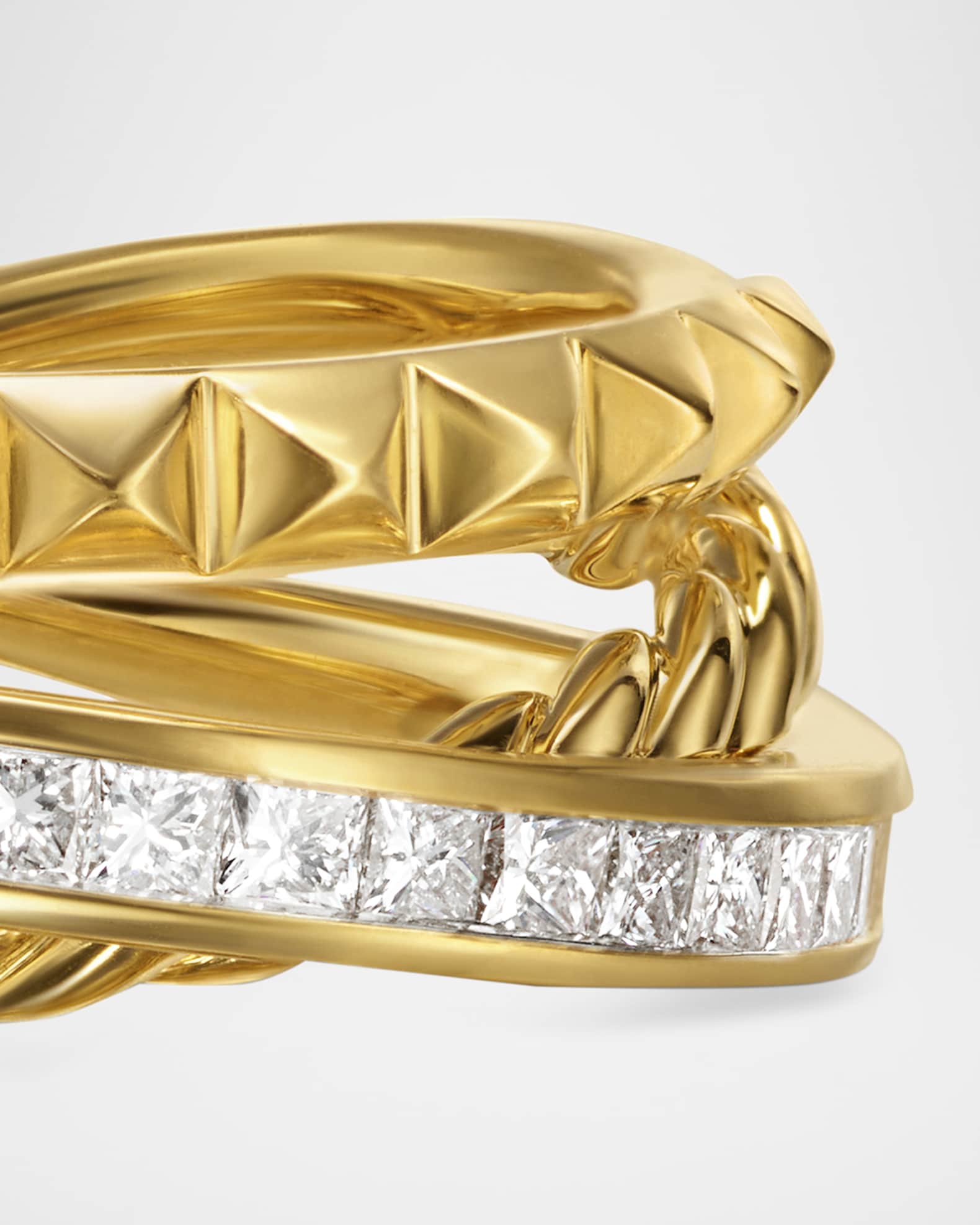 David Yurman DY Crossover Trio 3-Row Ring in 18K Gold with Diamonds ...