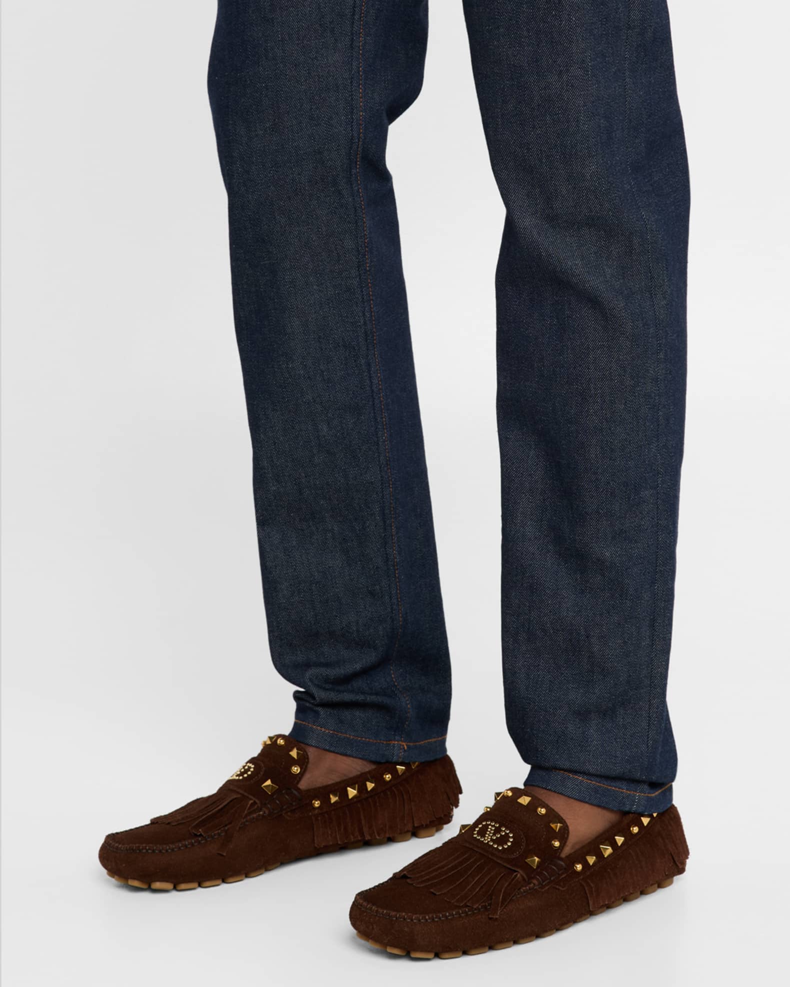 Men's Studded VLogo Leather Drivers 1