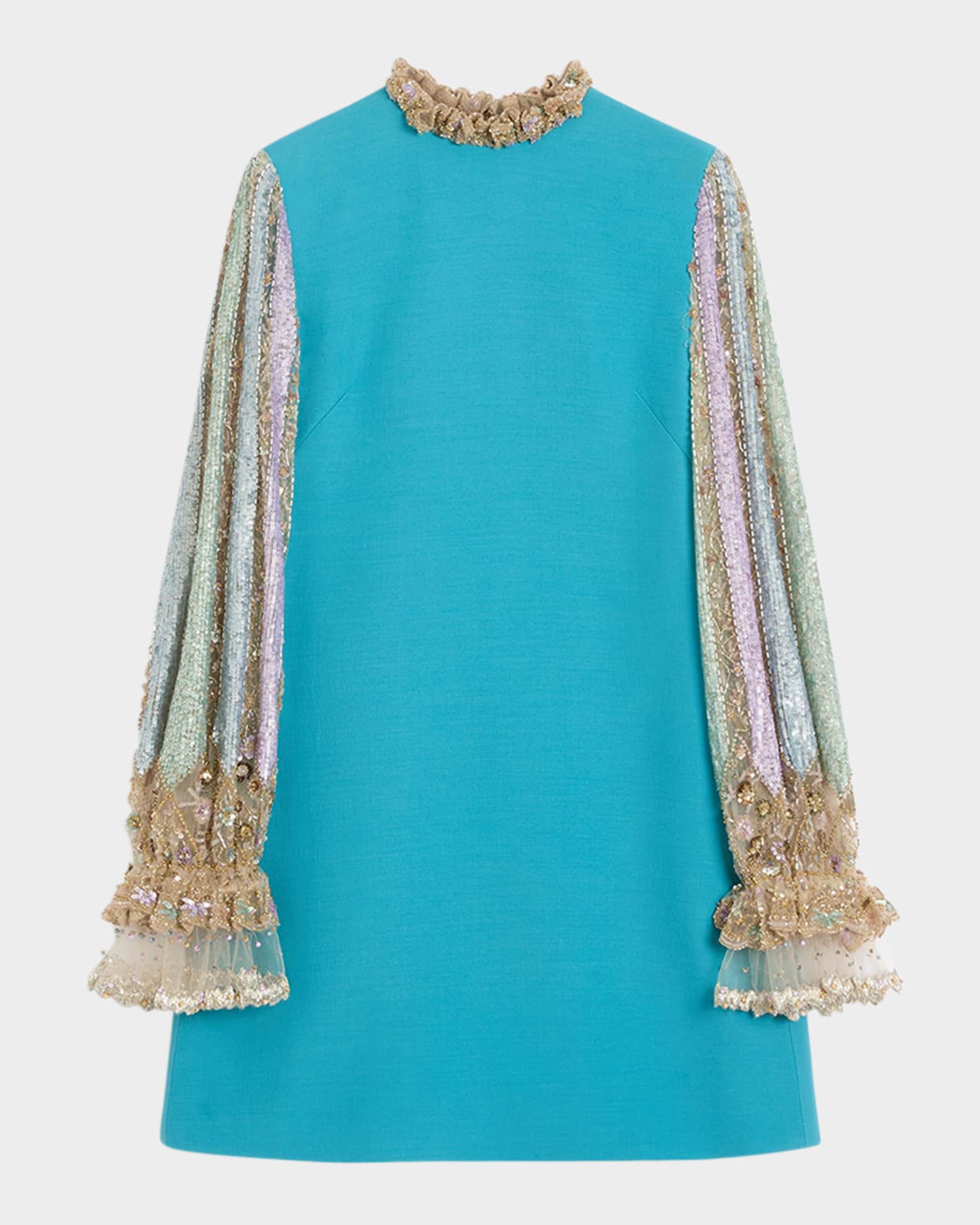 VALENTINO GARAVANI Floral-appliquéd stretch-knit mini dress