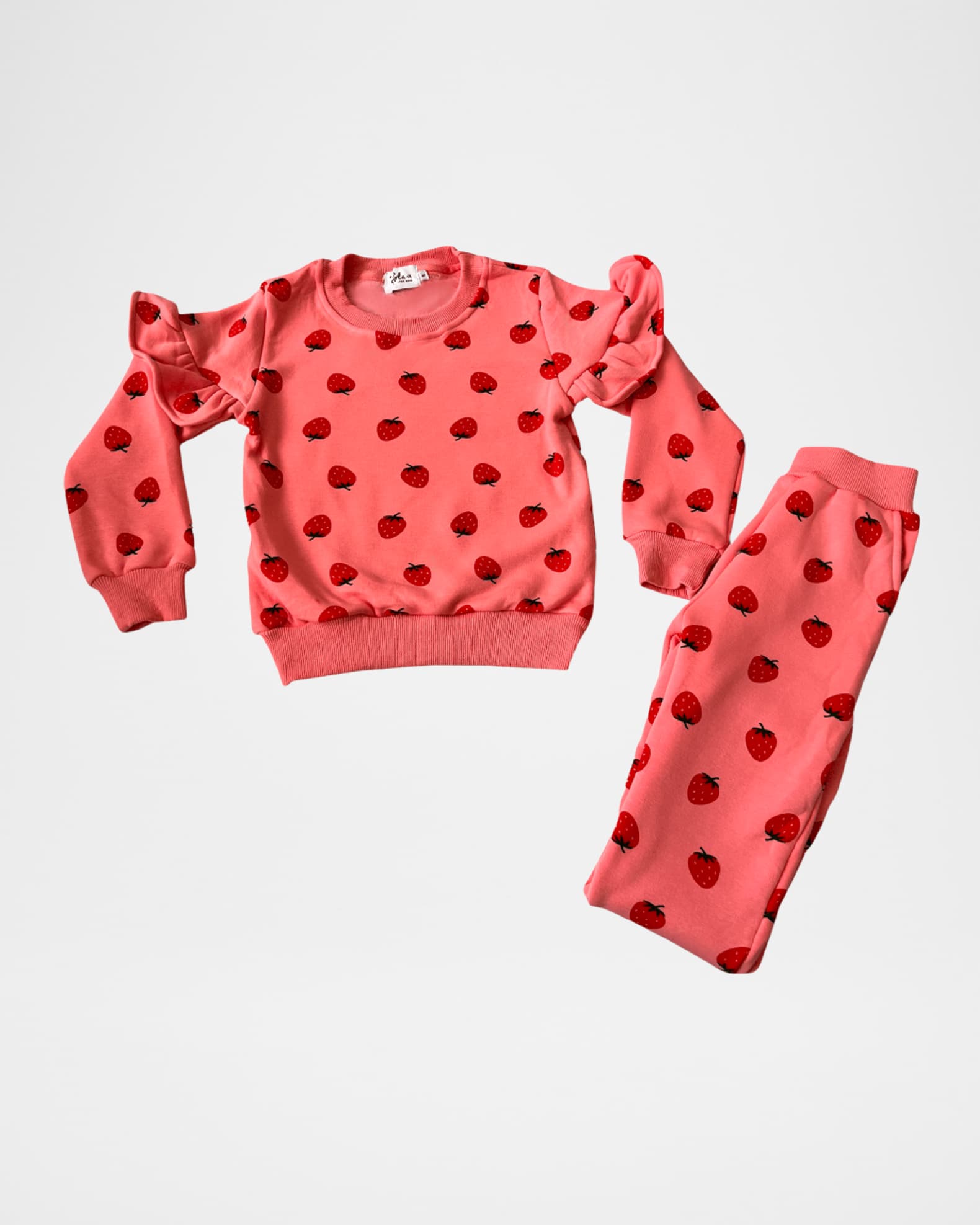 Girl's Strawberry-Print Ruffle Two-Piece Set, Size 2-14 0