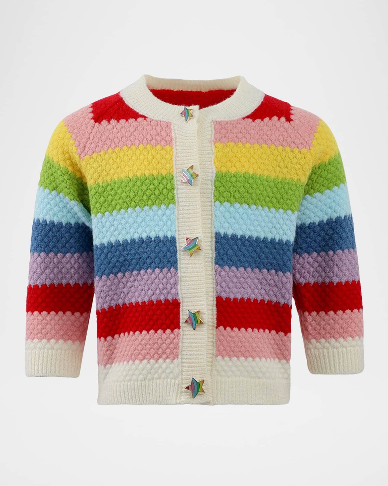 Girl's Rainbow Bright Knit Cardigan, Size 2-14 0