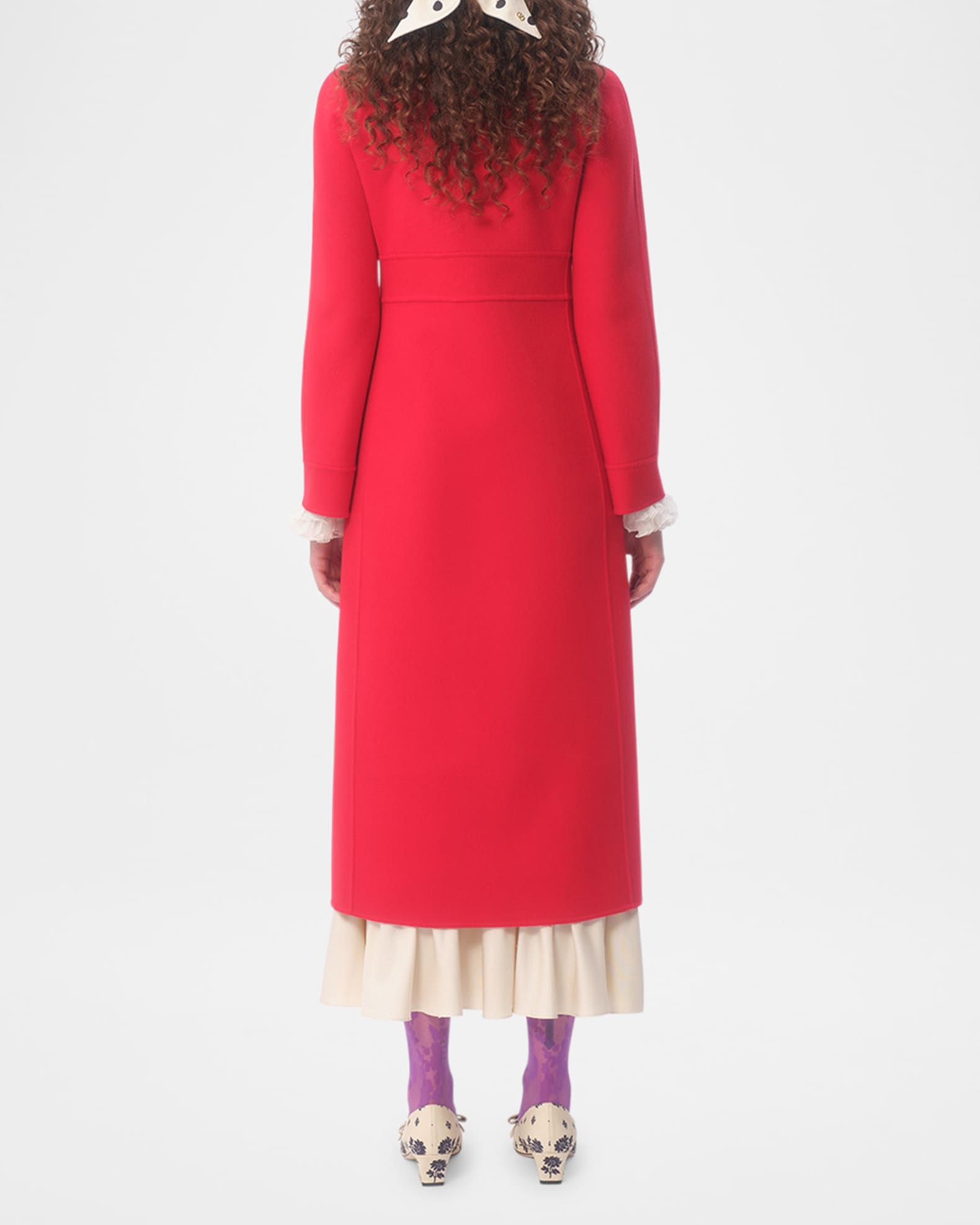 Valentino Garavani High-Neck Double-Breast Belted Wool