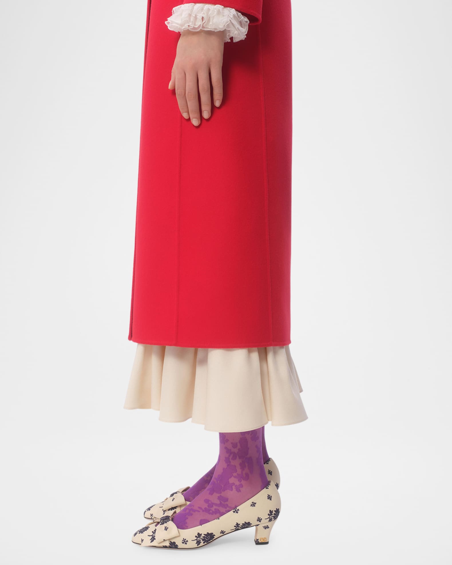 Valentino Garavani High-Neck Double-Breast Belted Wool Valentino Garavani High-Neck Double-Breast Belted Wool