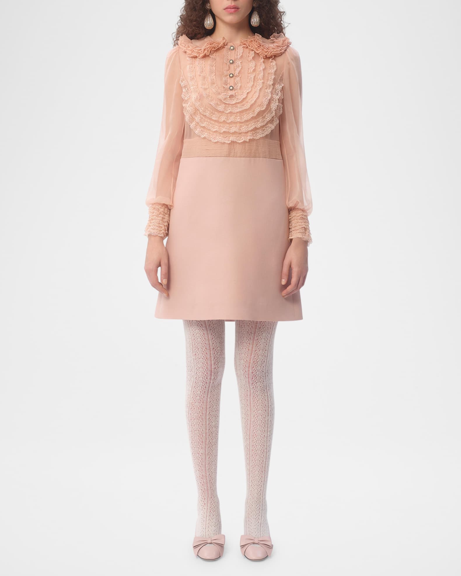 Peter Pan Collared Ruffle Bib Mini Dress 1