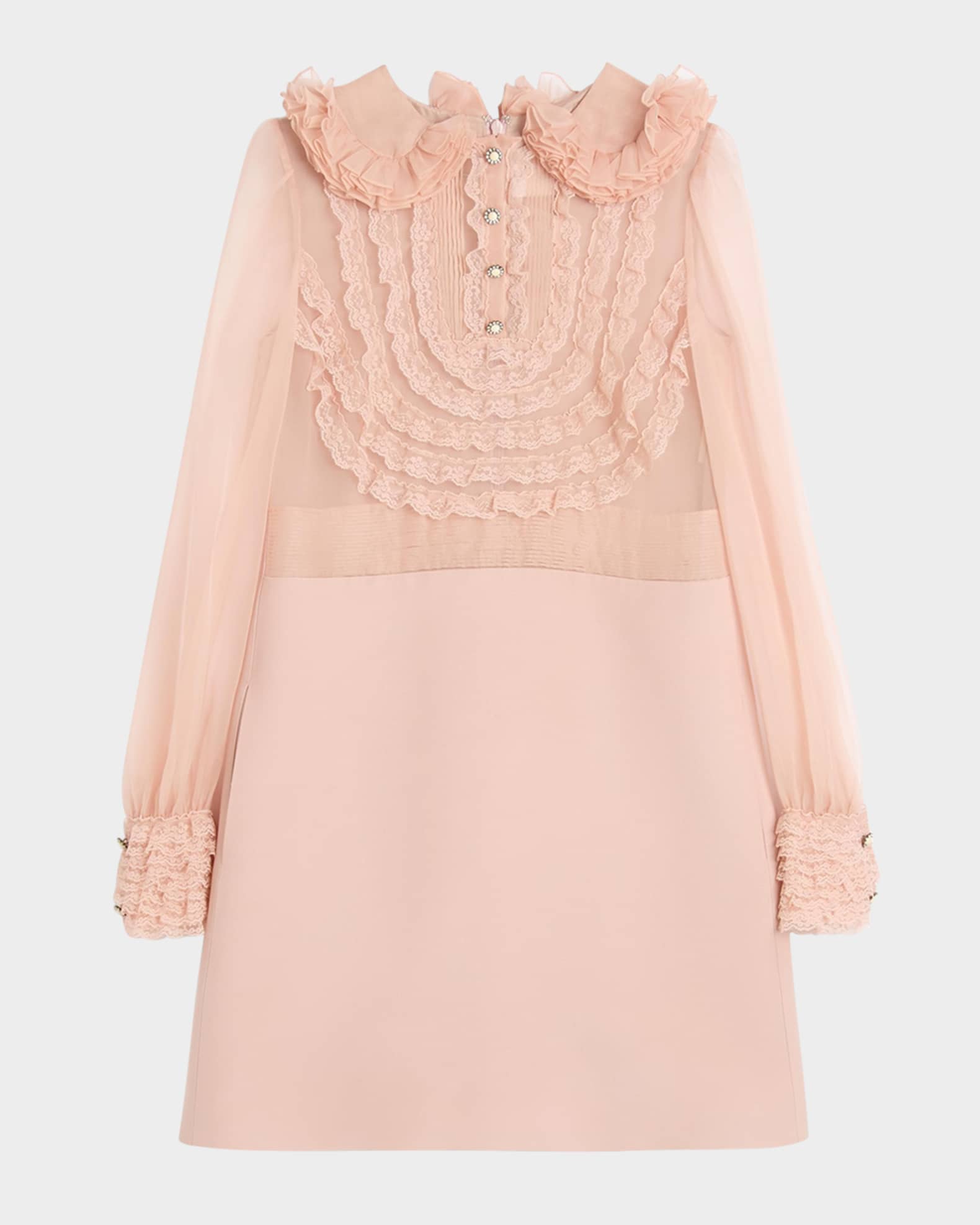 Peter Pan Collared Ruffle Bib Mini Dress 0