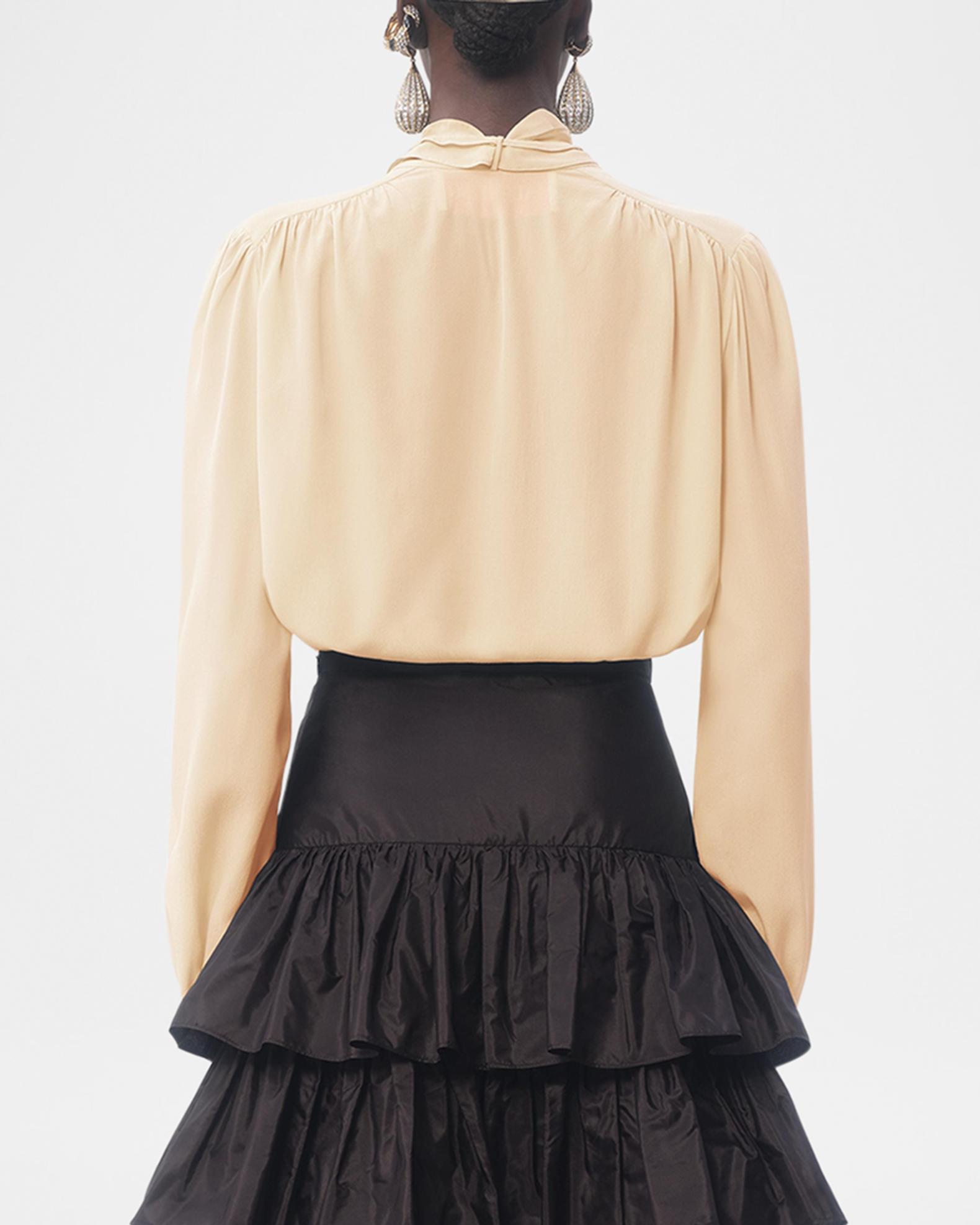 Valentino Garavani Ruffle Tie-Neck Silk Blouse | Neiman Marcus