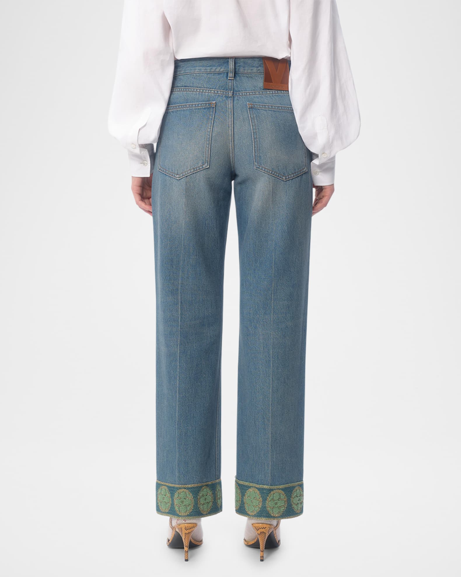 デニム・ジーパン VALENTINO GARAVANI JEANS IN DENIM CON RICAMI Valentino Garavani Embroidered Denim Pants | Saks Fifth Avenue