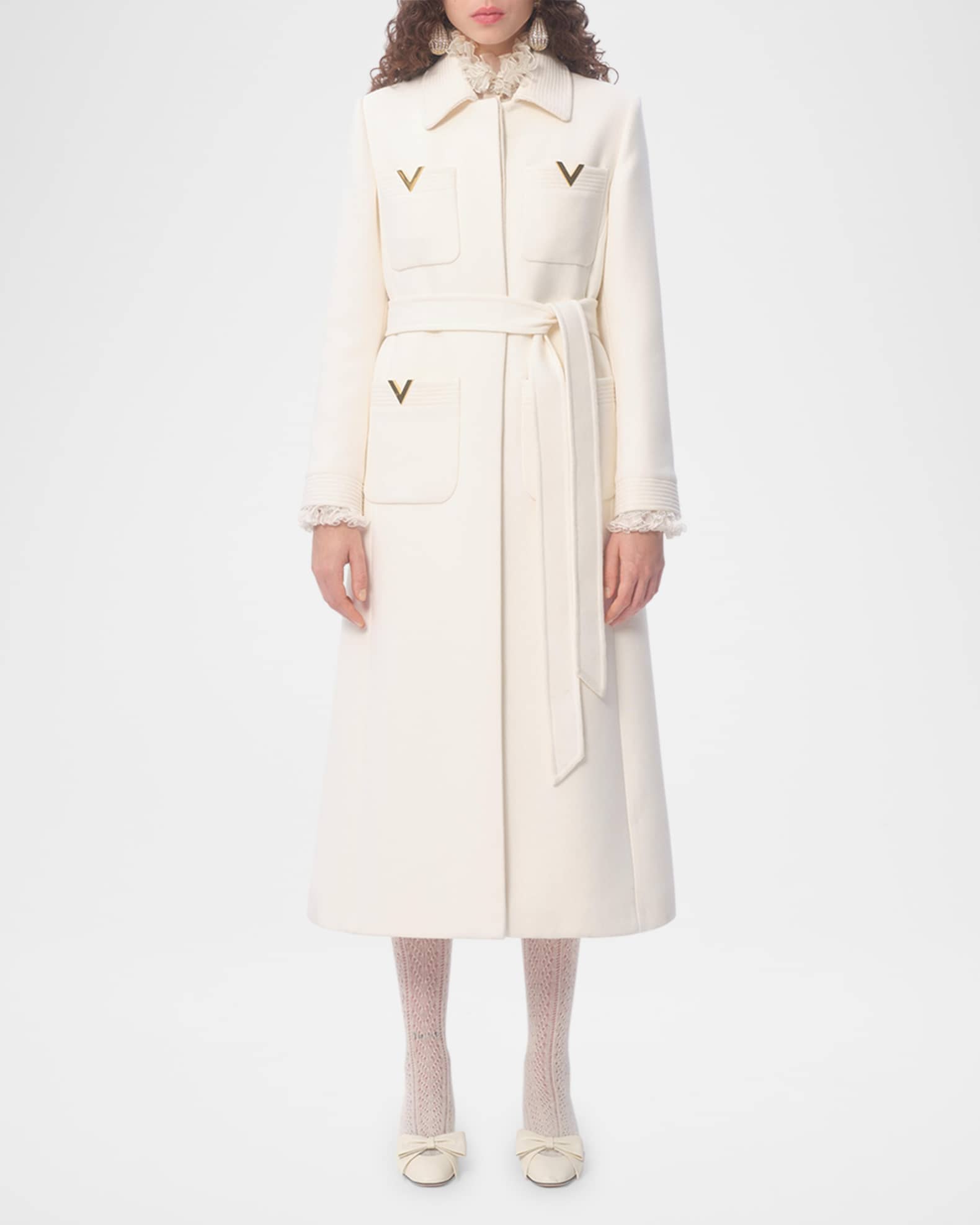 VGold wool drill coat in white - Valentino | Mytheresa