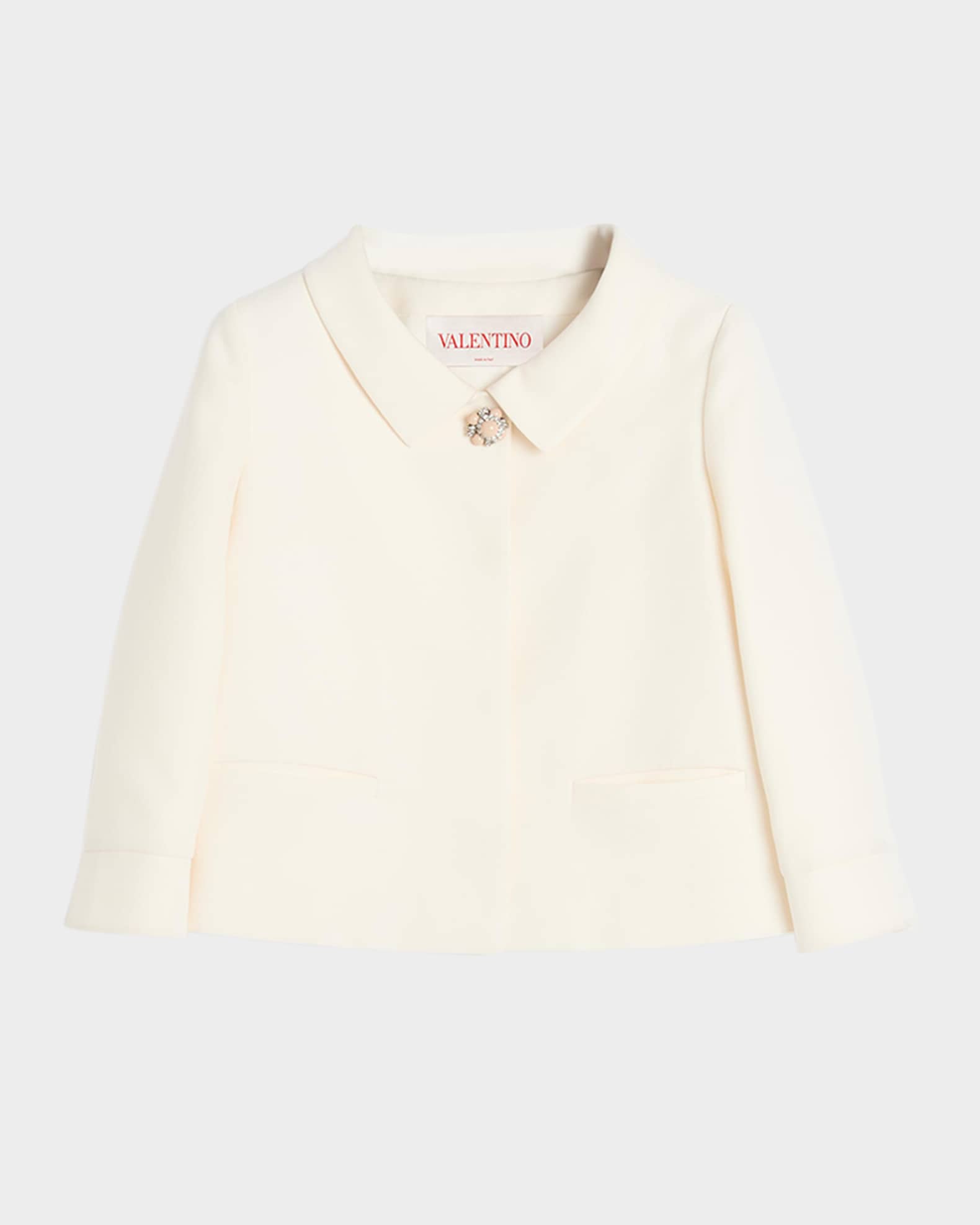Valentino Garavani Collared Brooch Wool Jacket | Neiman Marcus
