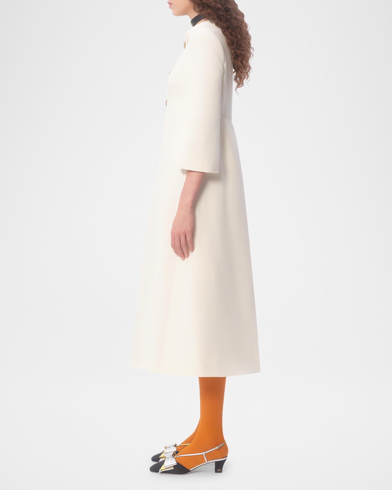 ワンピース VALENTINO GARAVANI Ivory Wool Blend Dress VALENTINO GARAVANI Embellished wool and silk-blend crepe