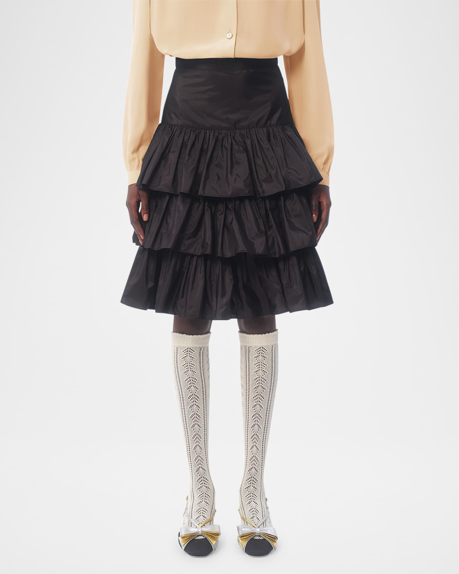 【関税&送料込】Valentino Garavani Silk Twill Pleated Skirt Valentino Garavani Tiered Ruffle Silk Skirt | Neiman Marcus