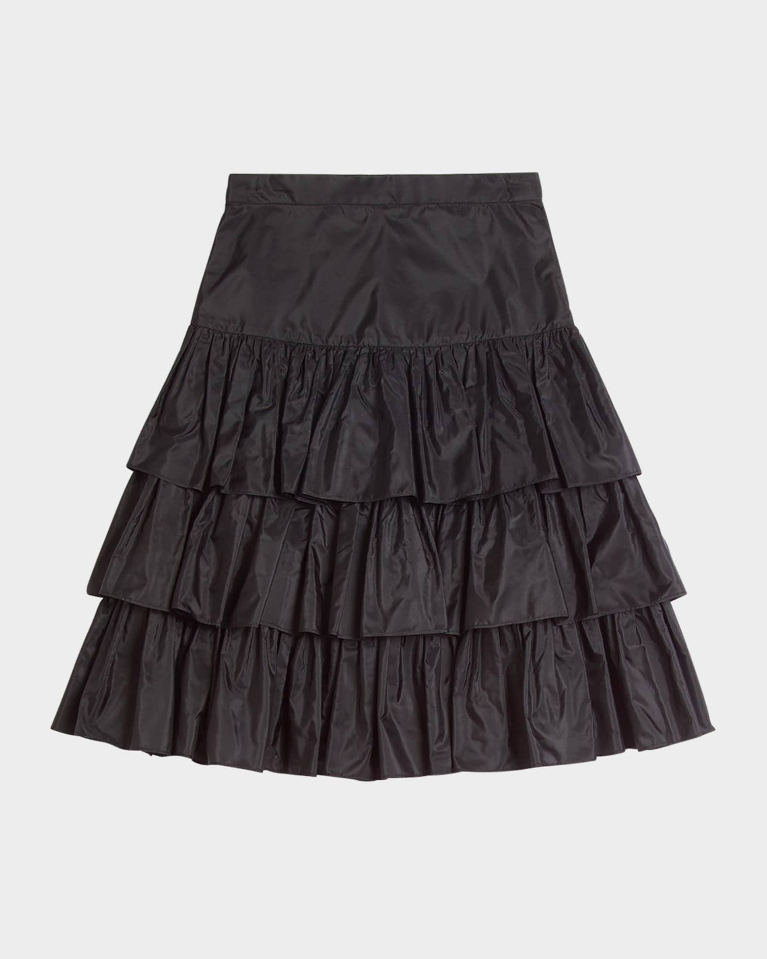 Valentino Ruffled Taffeta Skirt Black