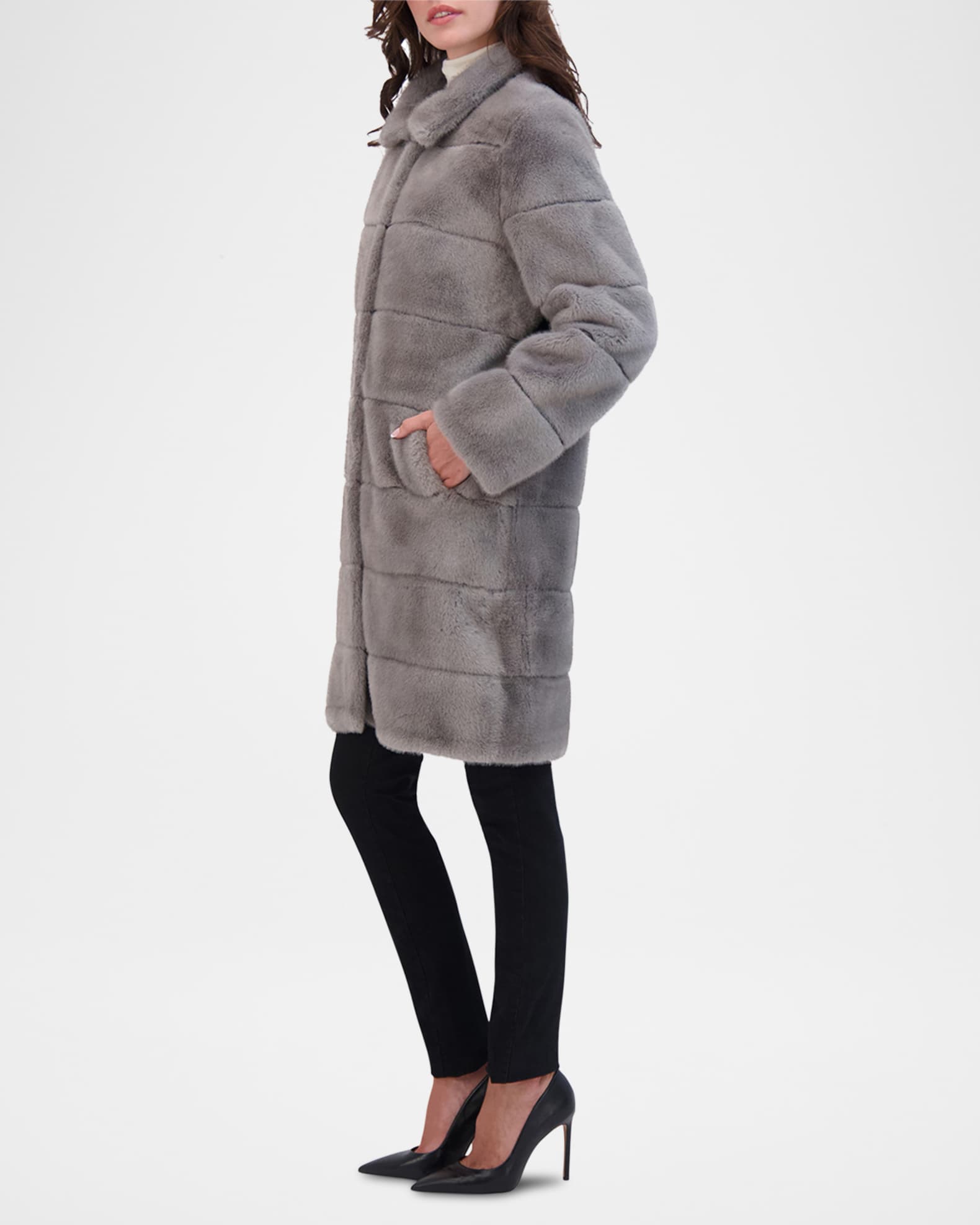 Theia Mink Faux Fur Reversible Short Coat | Neiman Marcus