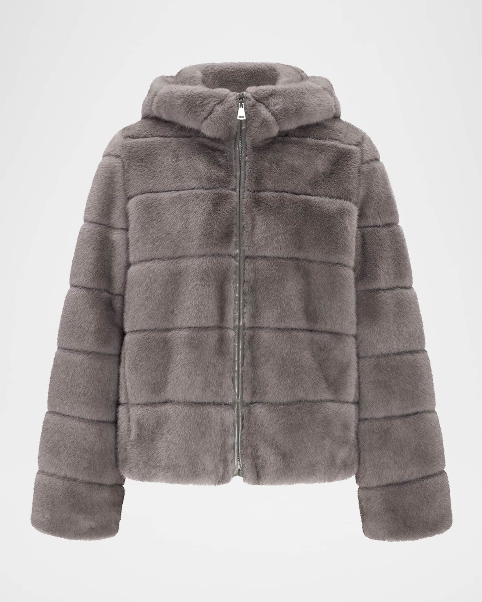Talisa grey faux fur hooded coat clearance
