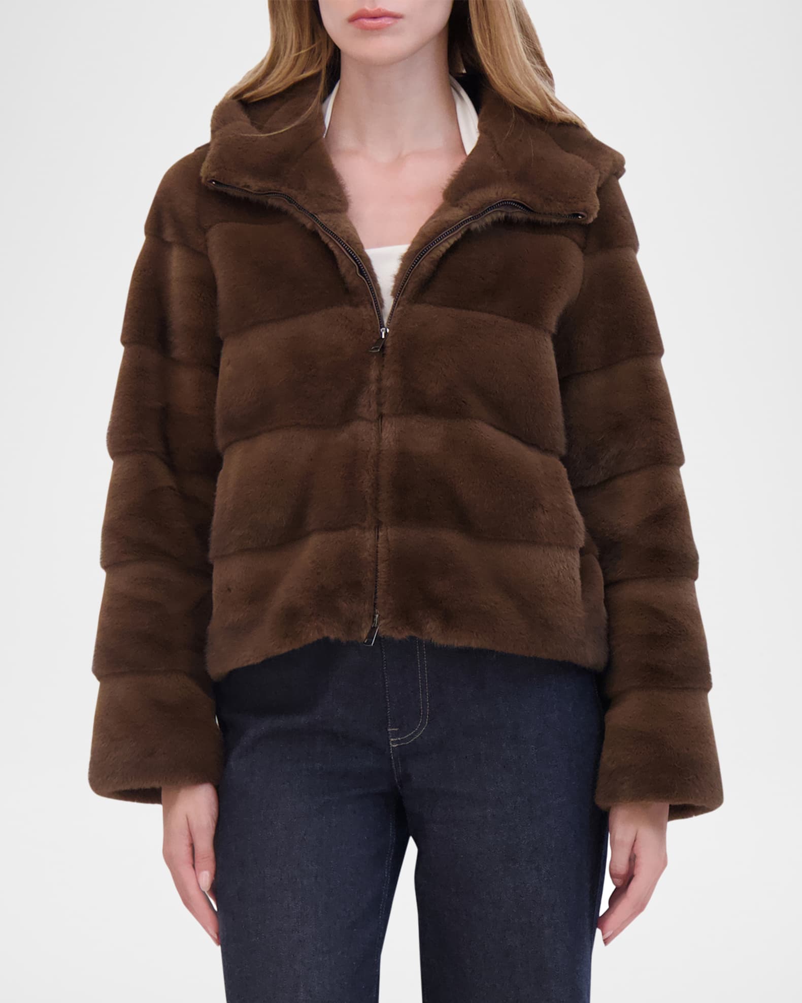 Mink Faux Fur Hooded Jacket 1