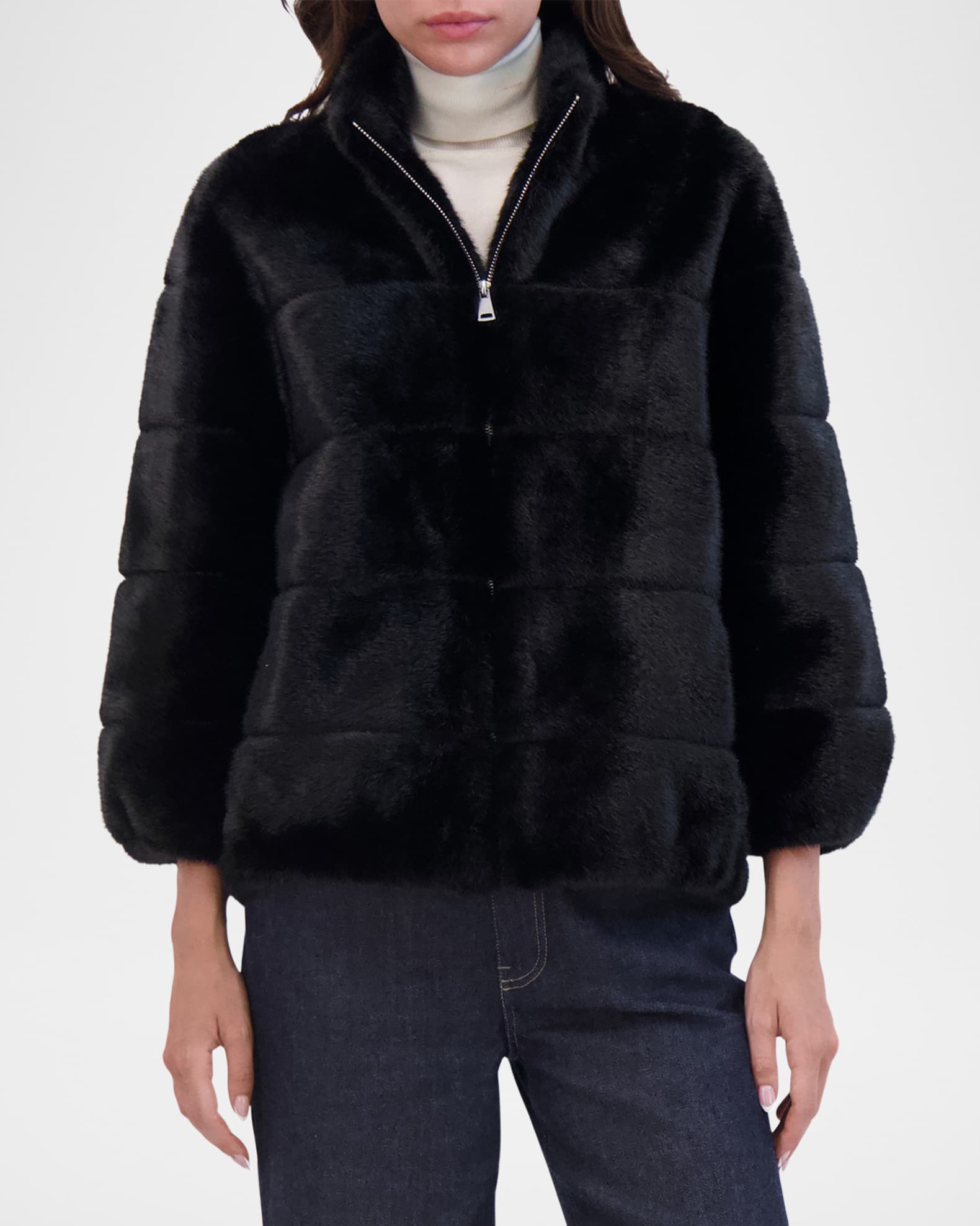 Mink Faux Fur Zip Jacket 1