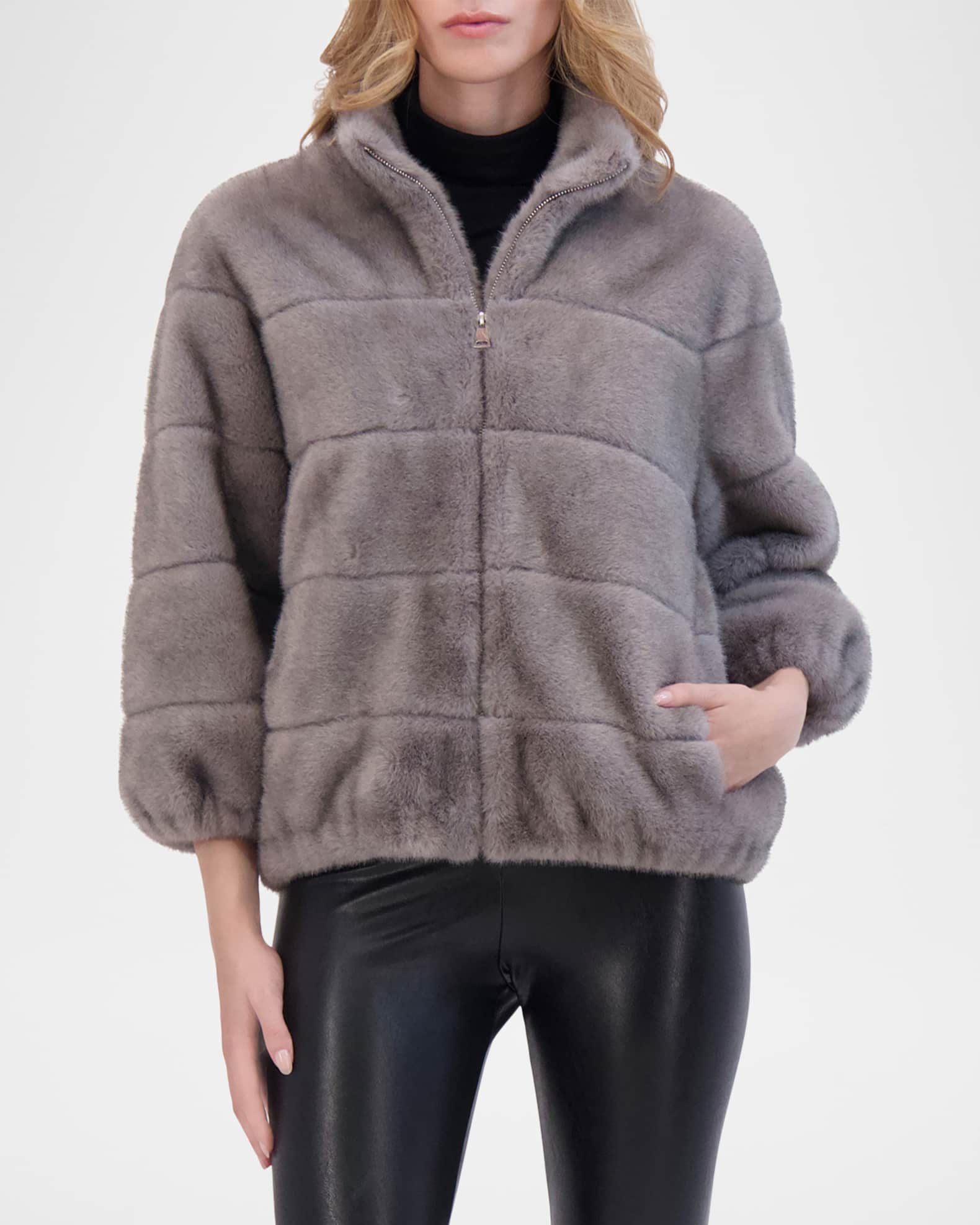 Mink Faux Fur Zip Jacket 1