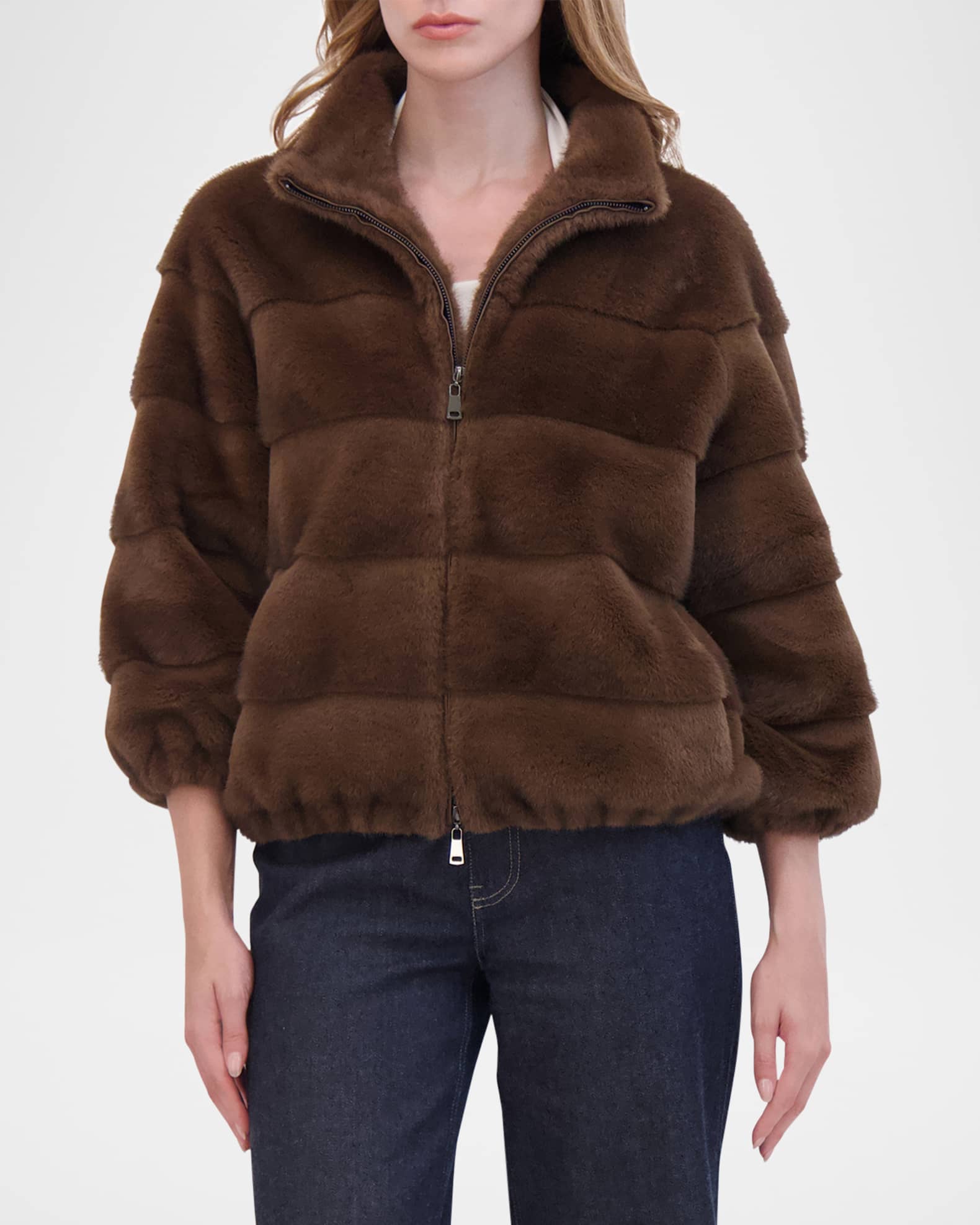 Mink Faux Fur Zip Jacket 1