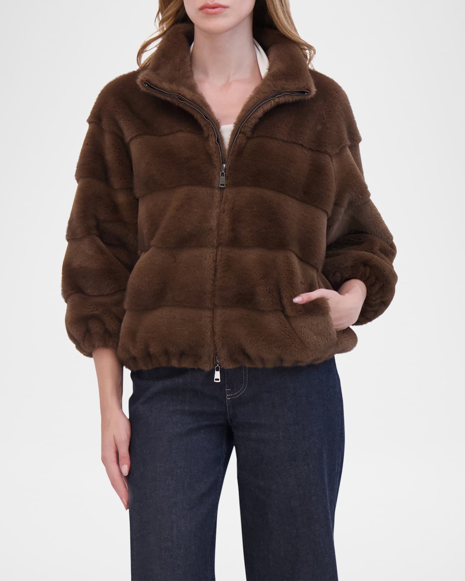 Mink Faux Fur Zip Jacket