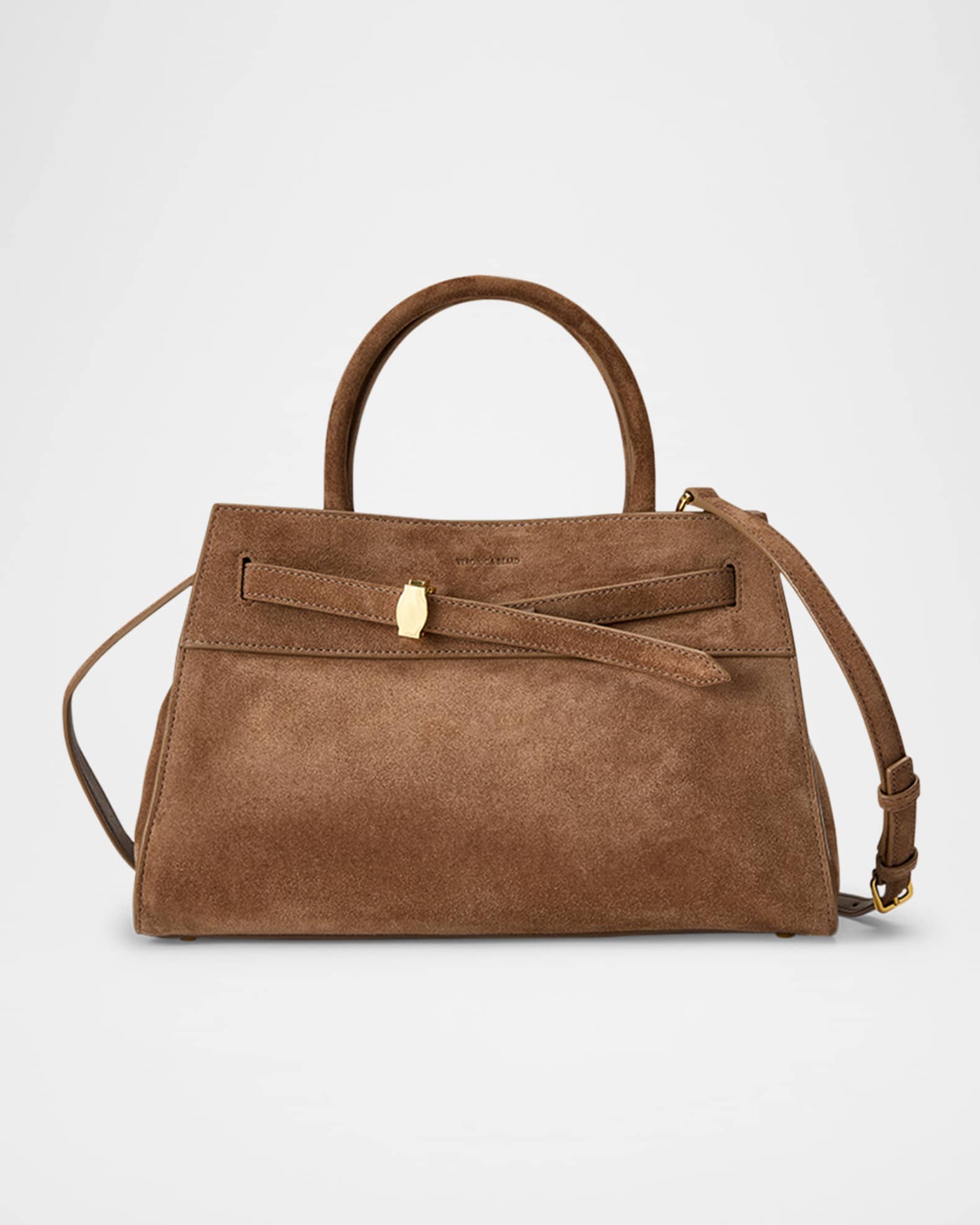 Dash Belted Suede Top-Handle Bag 0