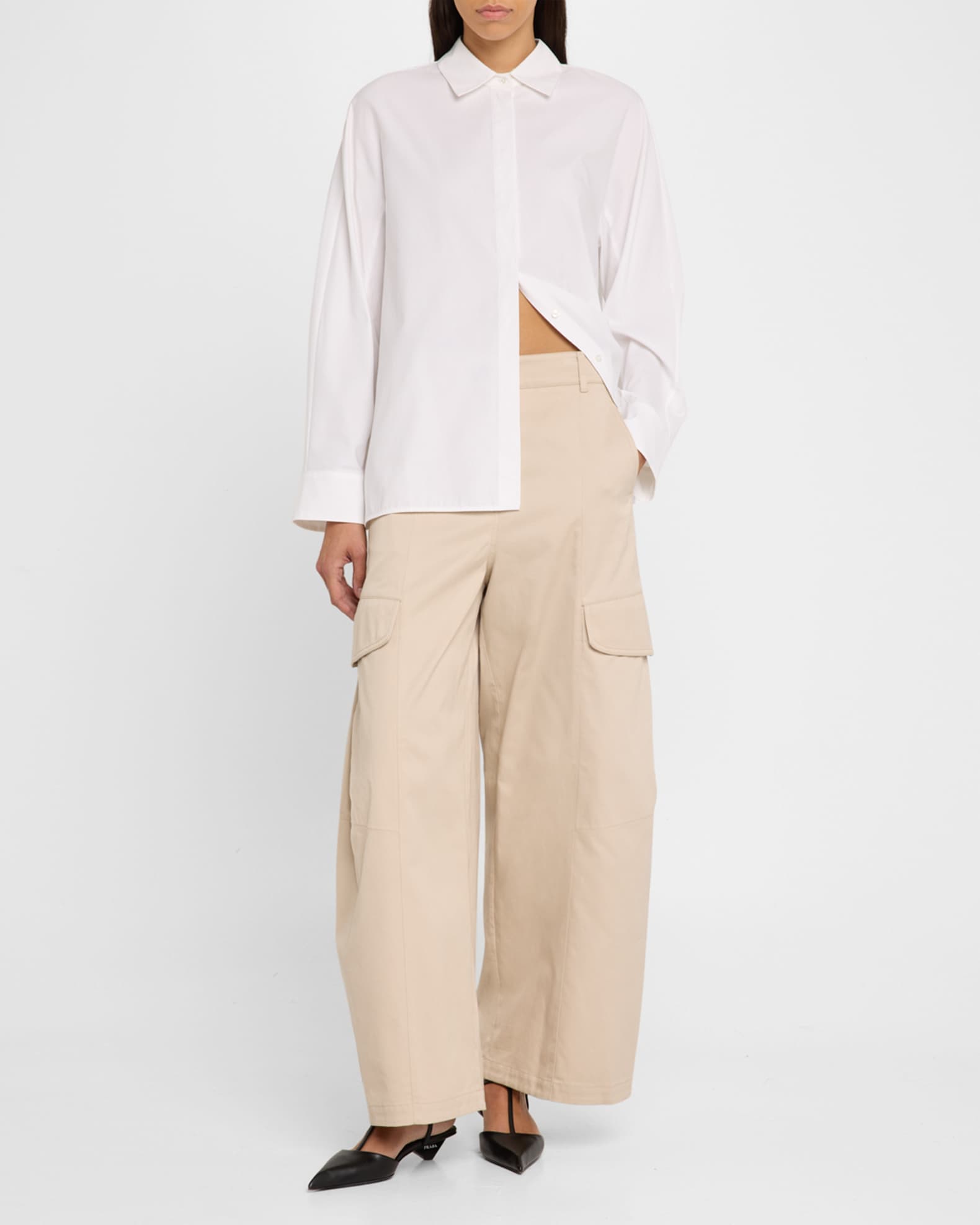 Rosatea Wide-Leg Cargo Pants 1