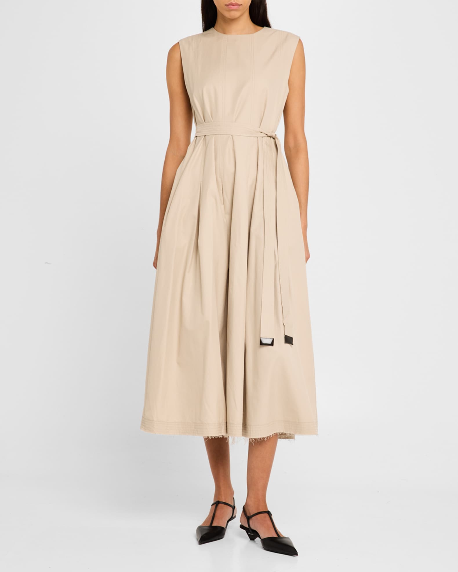 Amina Pleated Maxi Dress with Tie Belt 1
