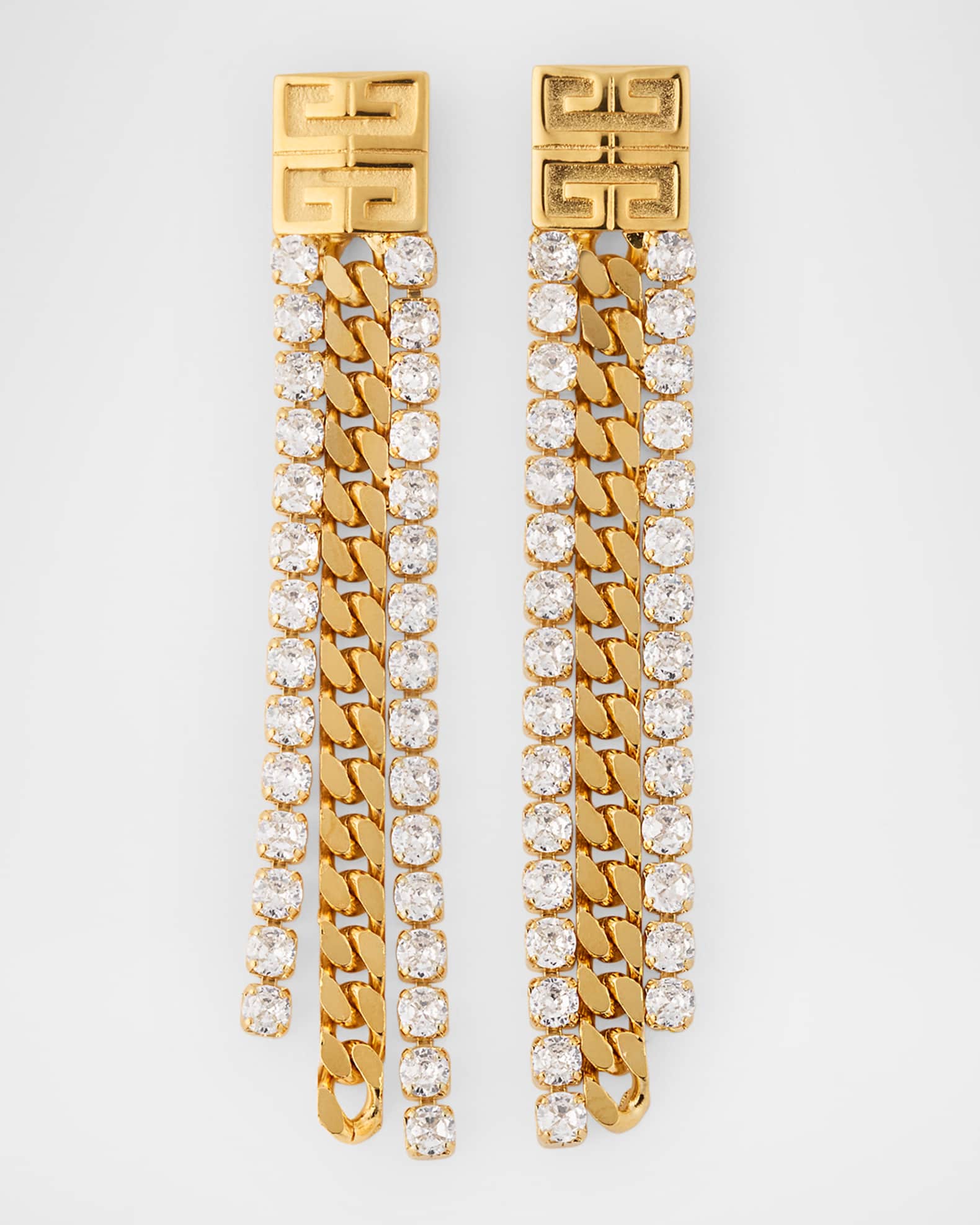 4G Crystal Golden Chain Pendant Earrings 0