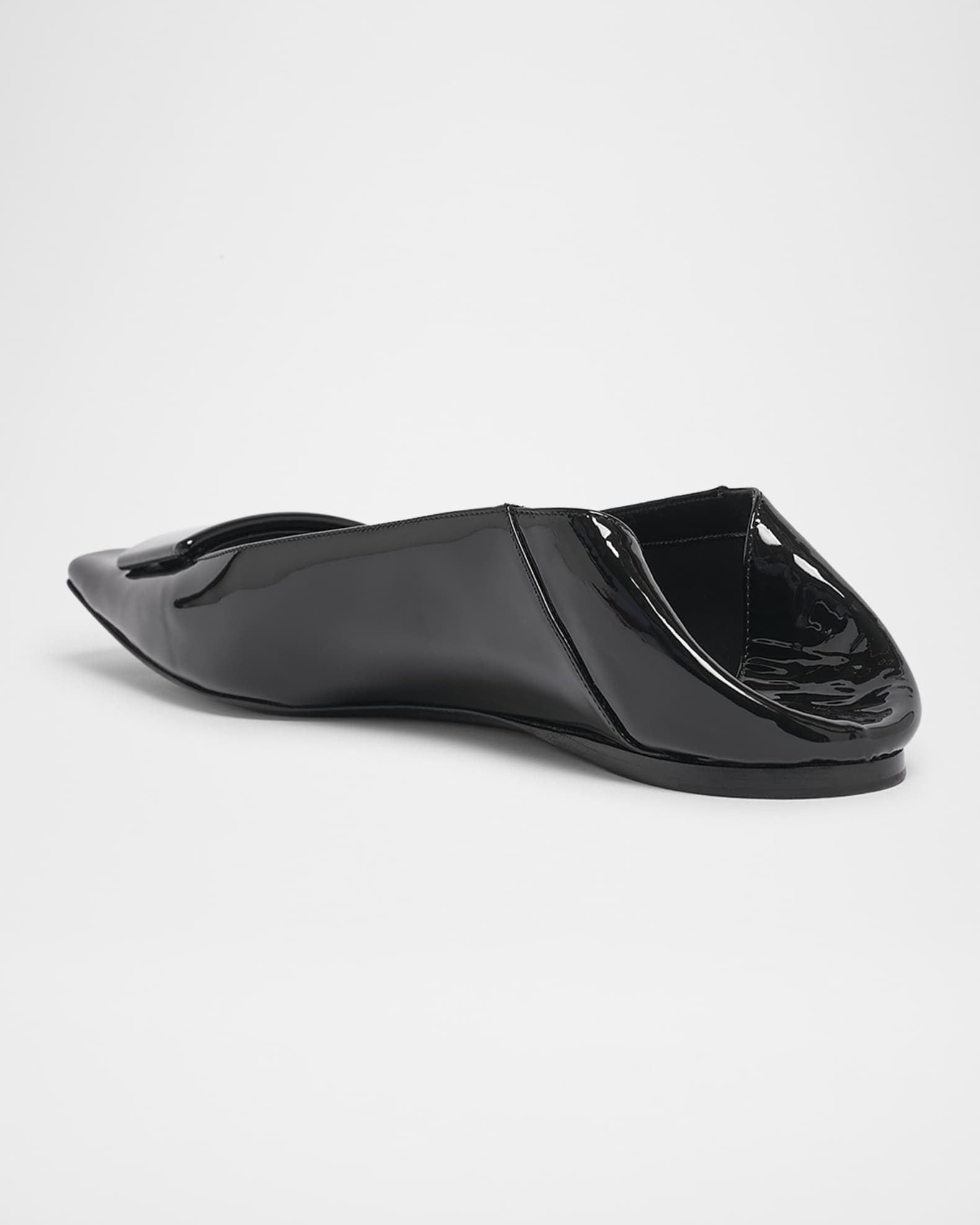 【Saint Laurent】 Woman Flat shoes Black Saint Laurent Poppy Patent Buckle Foldable Ballerina Flats