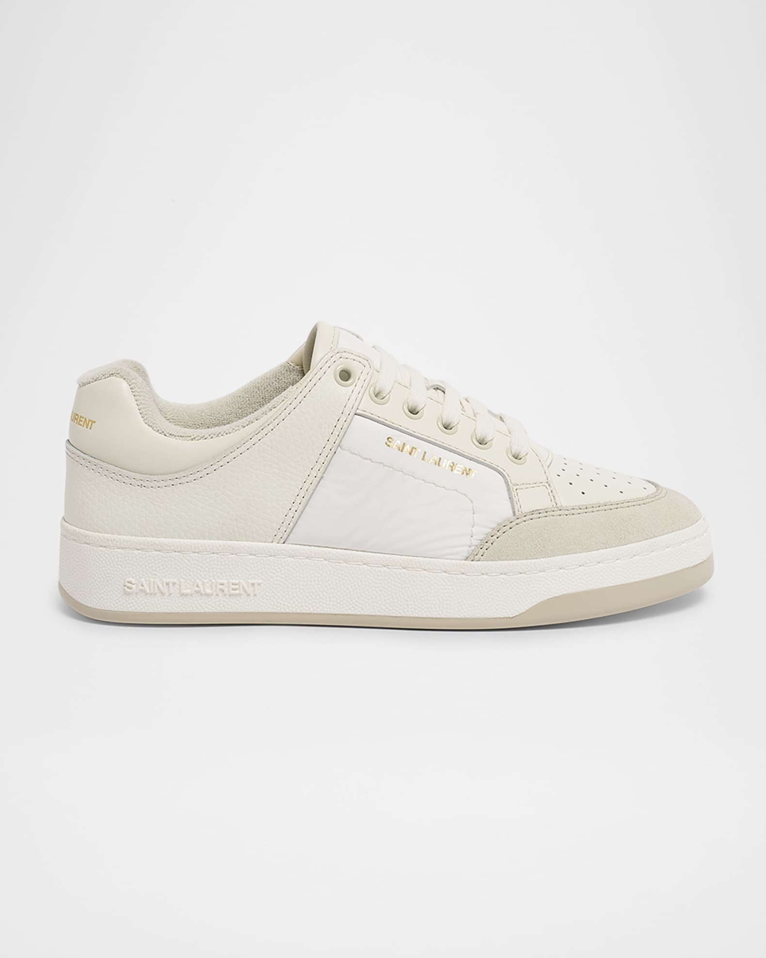 Saint Laurent Sl61 Mixed Leather Low top Sneakers Marmo Coffee White Women s 41EU Sneakers Trainers Low top Sneakers