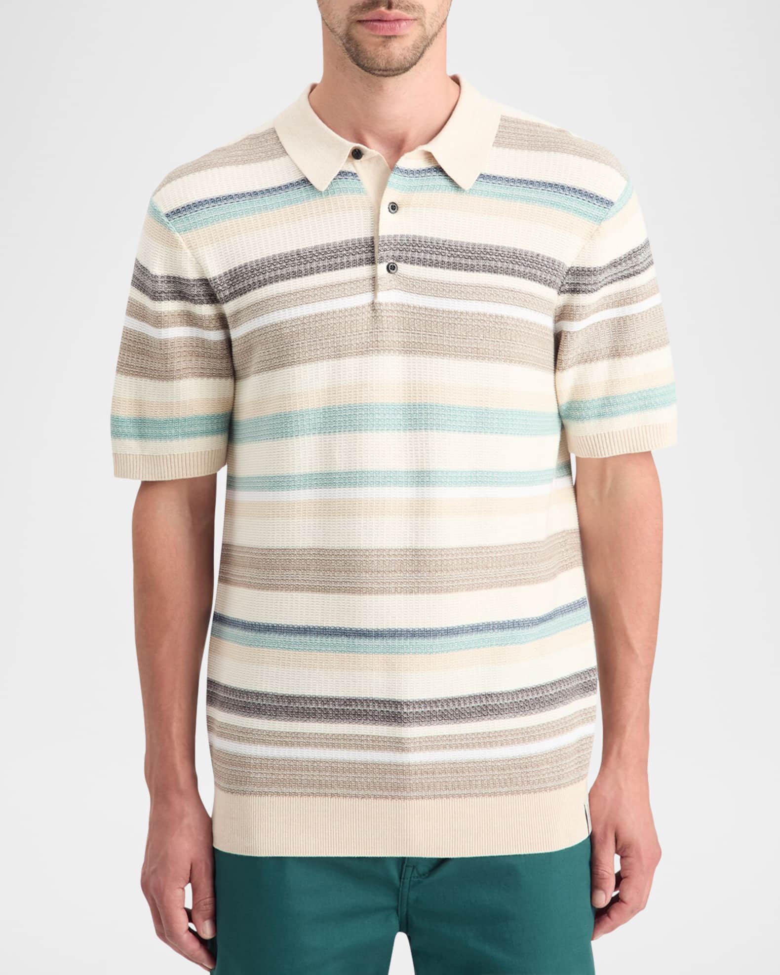 Scotch & Soda Men's Striped Knit Polo Shirt | Neiman Marcus