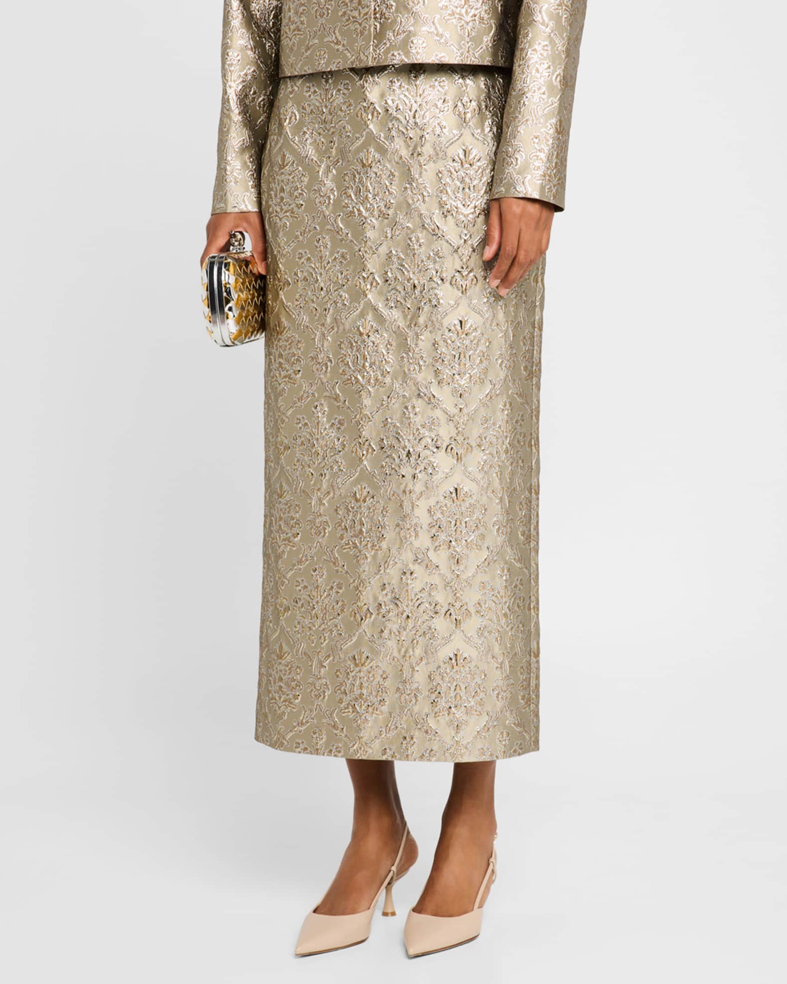 Lafayette 148 New York Metallic Brocade Maxi Pencil Skirt Neiman Marcus