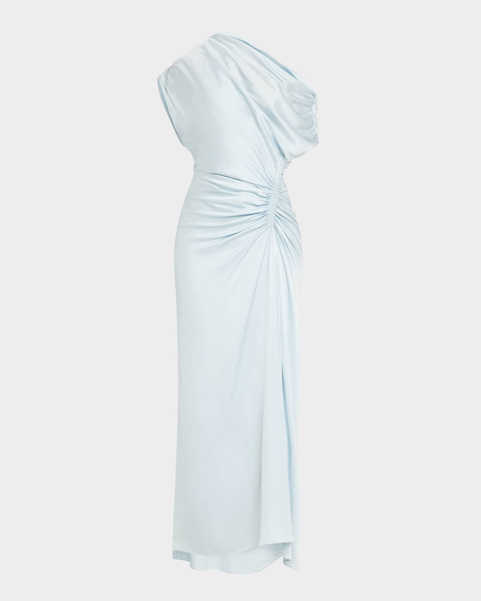 A.L.C. Women s Penny Ruched One Shoulder Satin Gown Blue Gowns