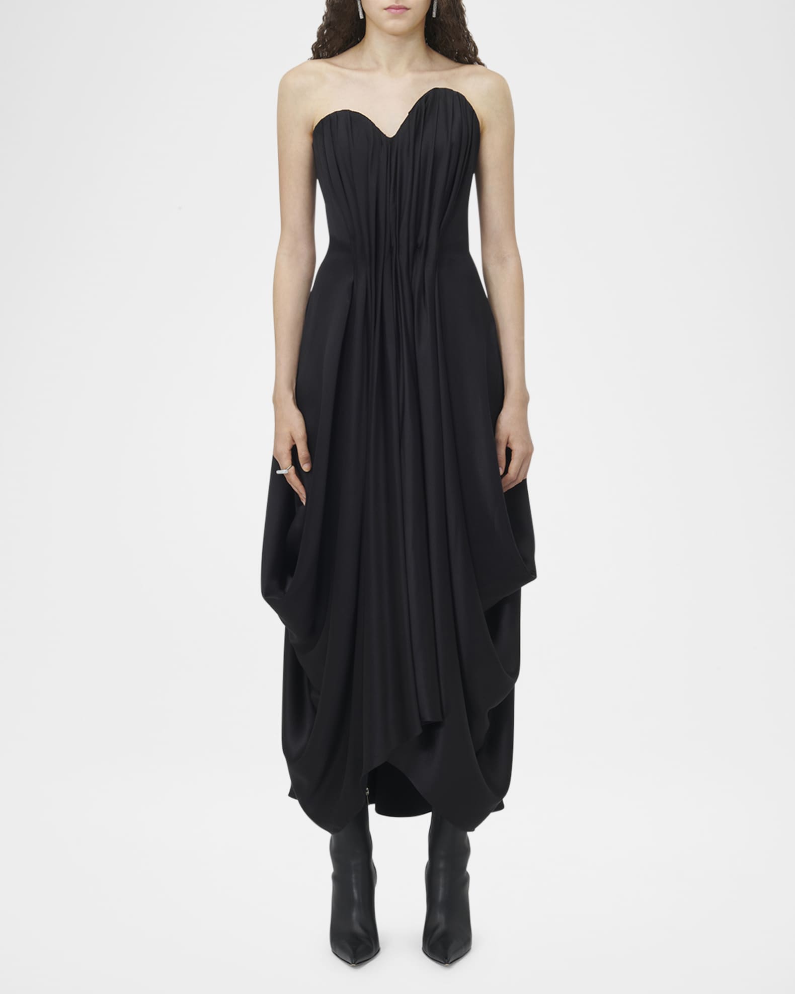 Draped Satin Strapless Evening Dress 1