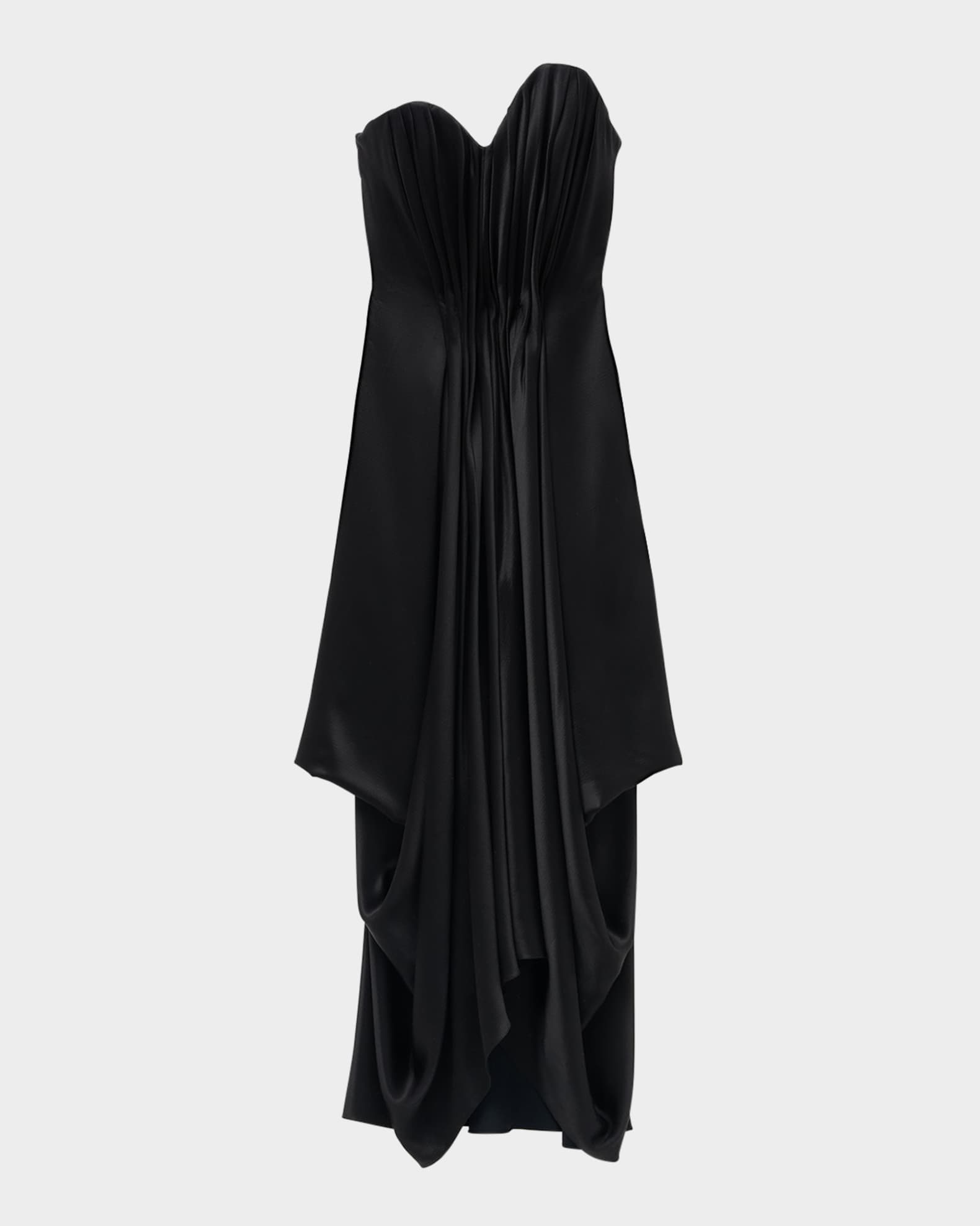 Draped Satin Strapless Evening Dress 0