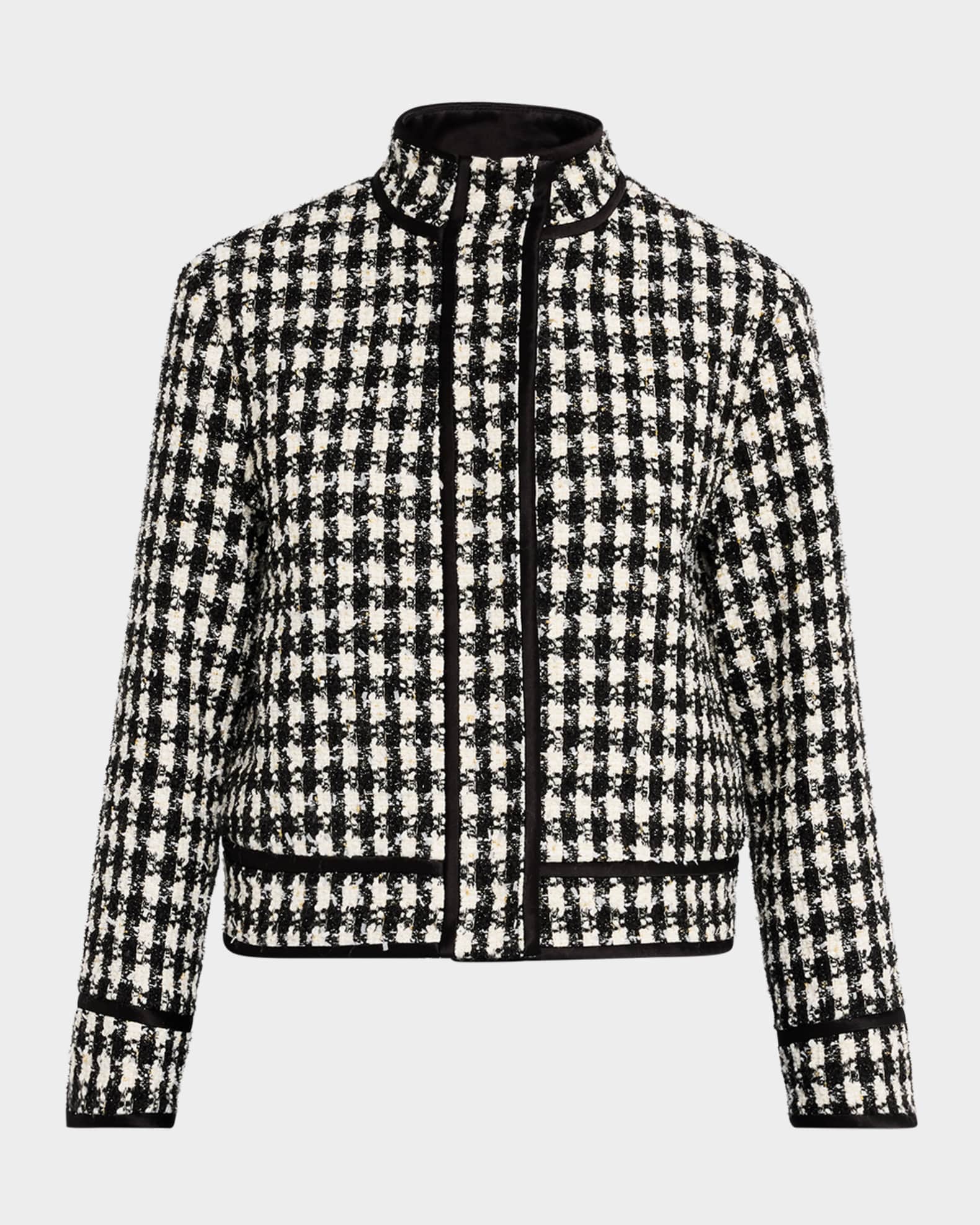Alice Olivia Corwin Wool Blend Houndstooth Jacket Neiman Marcus