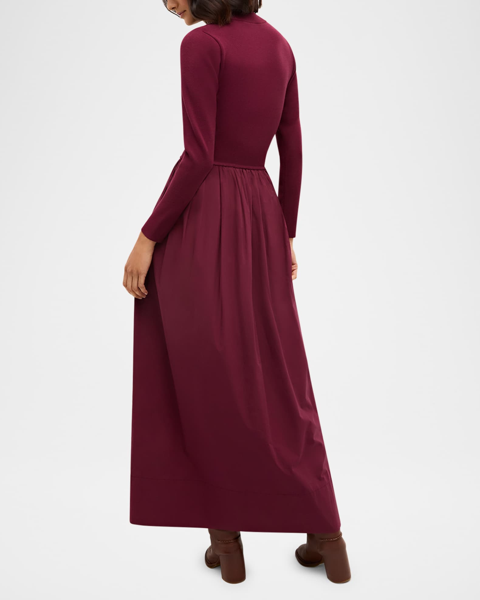 Barrett Mock Neck Mixed Media Maxi Dress