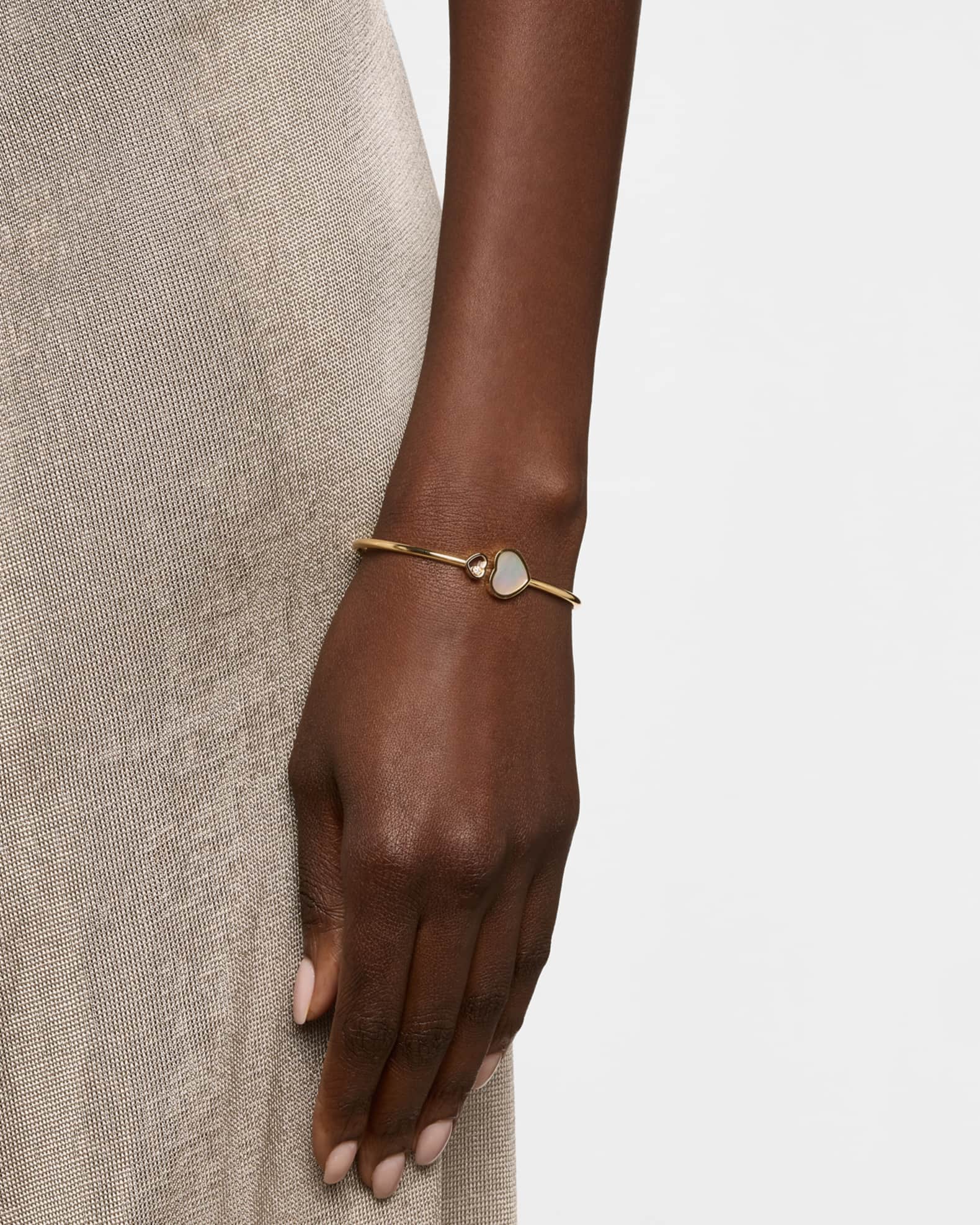 Happy Hearts 18K Yellow Gold Mother of Pearl Bangle 1