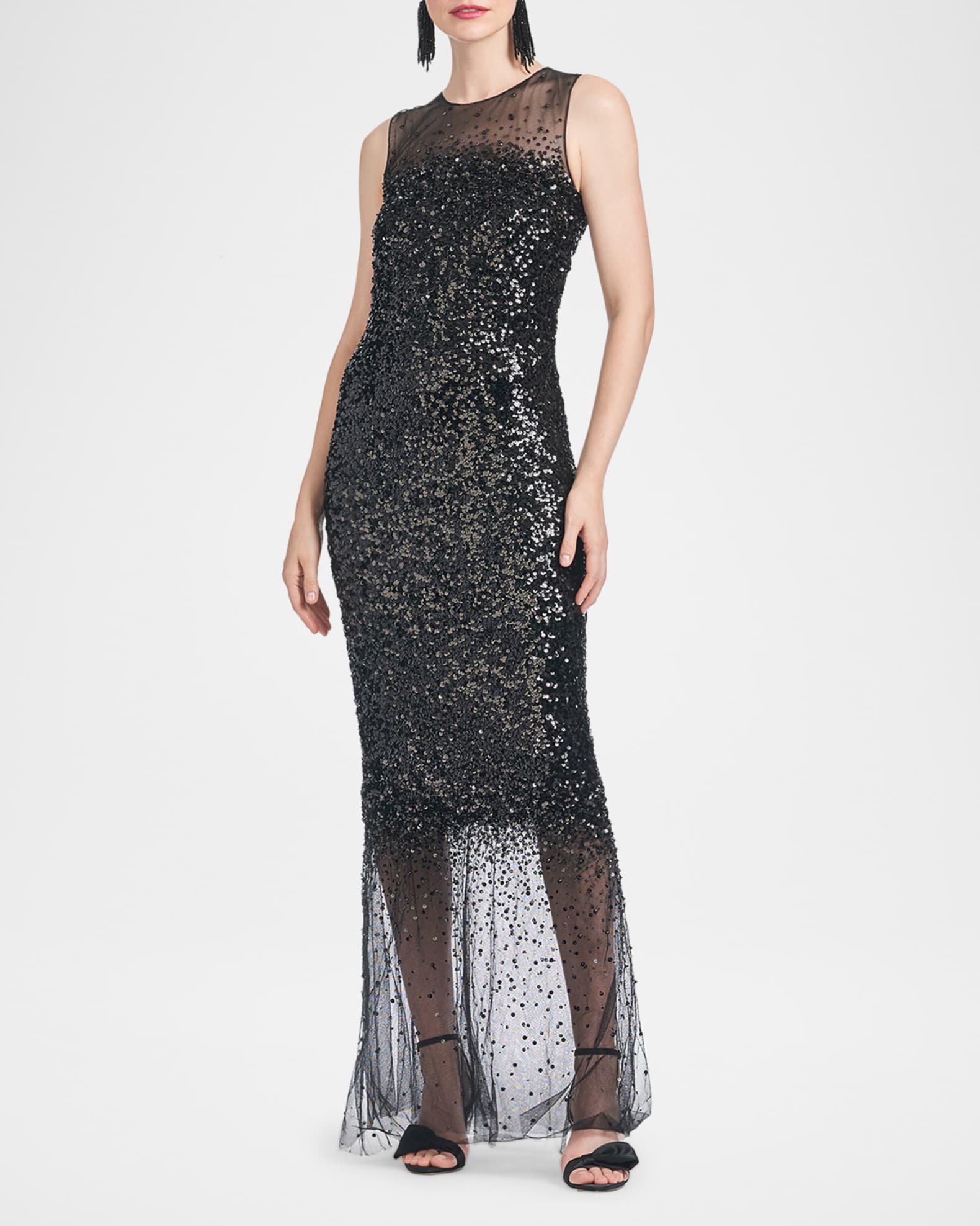 Candice Illusion Sequin Column Gown 0