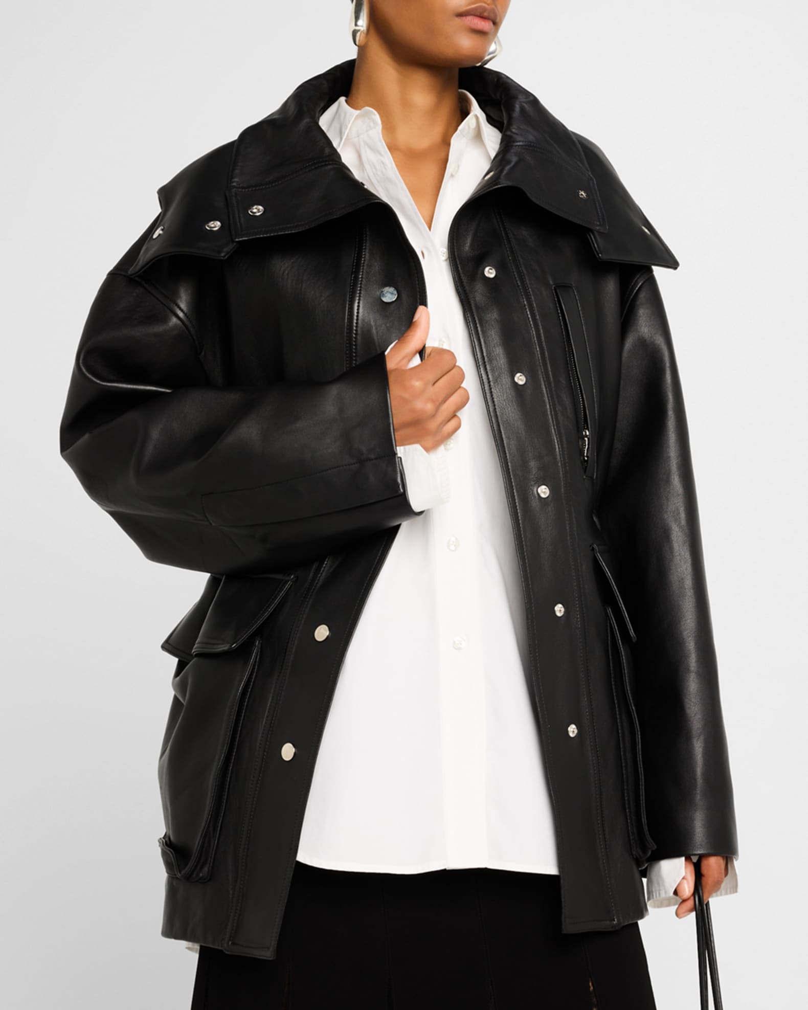 Nolan Hooded Leather Coat 1