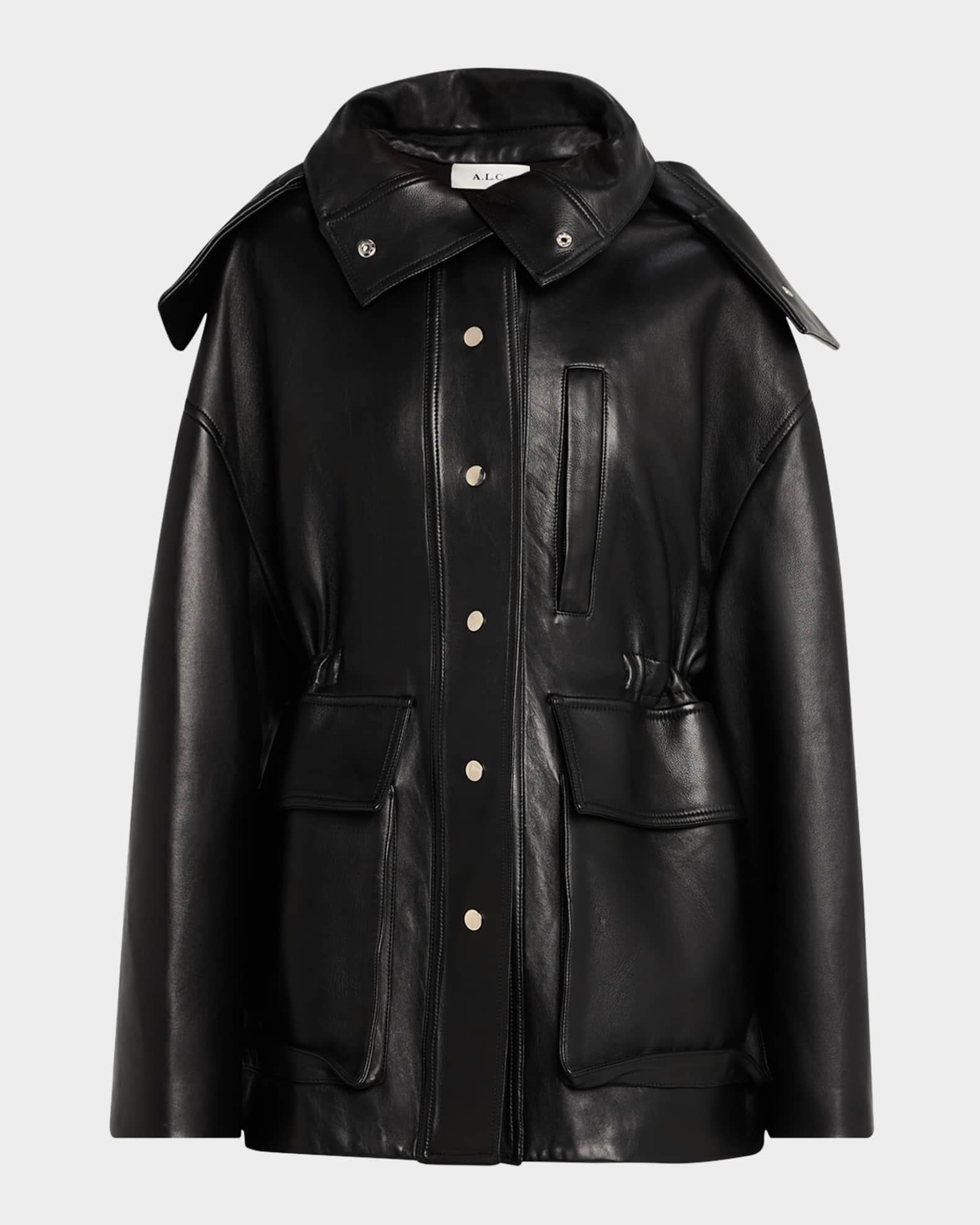 Nolan Hooded Leather Coat 0