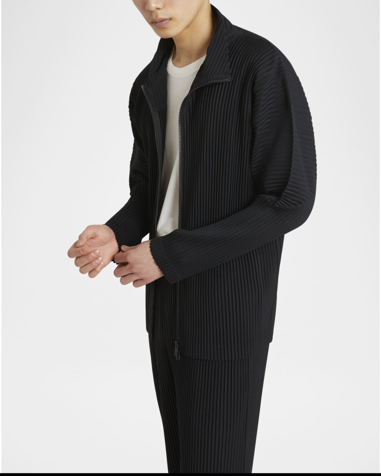 Homme Plisse Issey Miyake Men's Pleated Full-Zip Jacket Homme Plisse Issey Miyake Men's Pleated Full-Zip Jacket