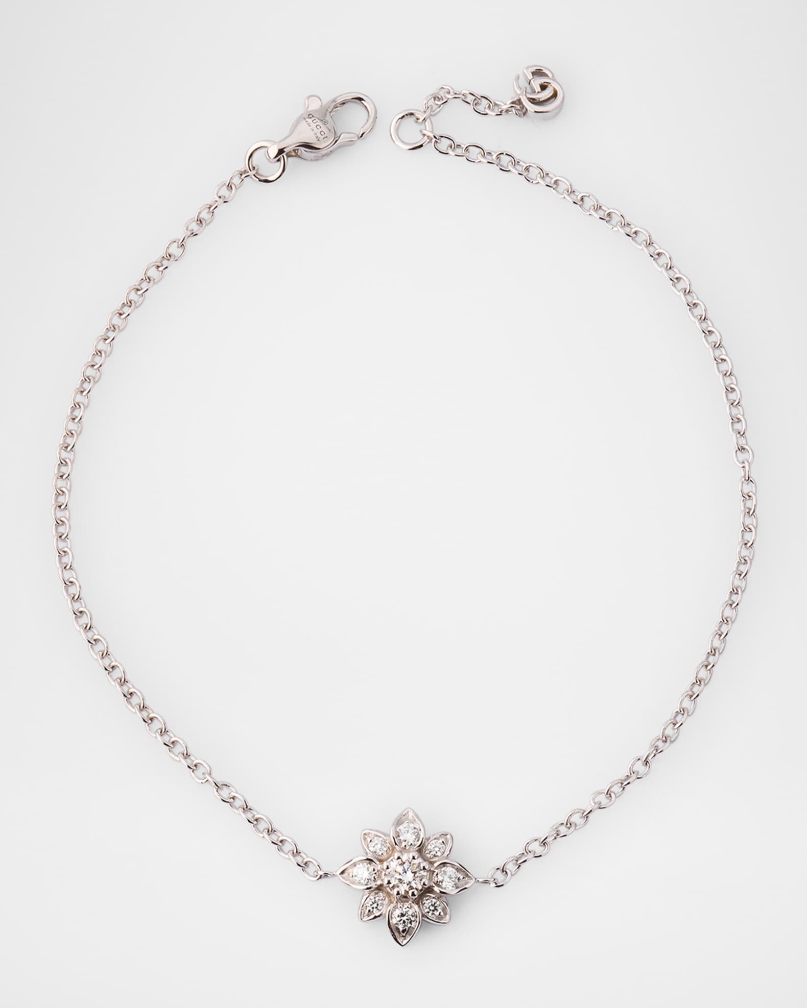 Gucci 18K White Gold Diamond Flower Bracelet Neiman Marcus